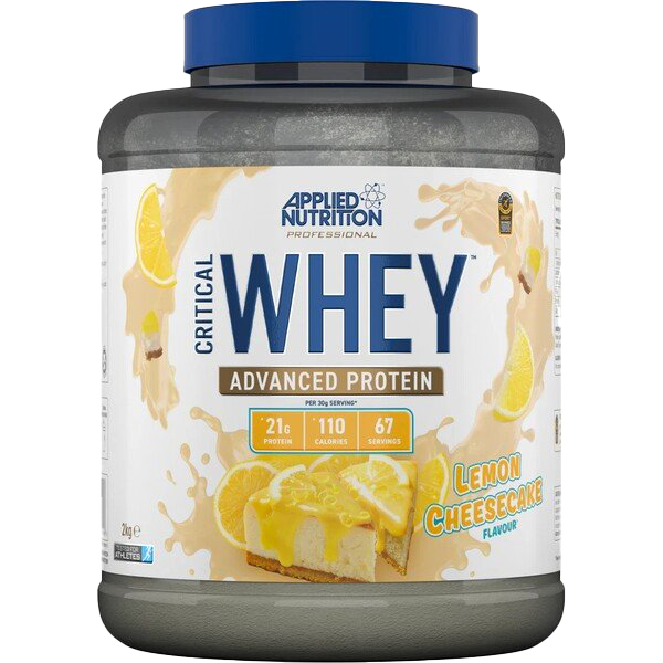 Applied Nutrition Critical Whey Protein Powder - Lemon Cheesecake Flavor, 2000g (4.4 lb) | Muscle Recovery & Growth Supplement for Athletes & Fitness Enthusiasts | Post-Workout, Meal Replacement & Healthy Snack Option