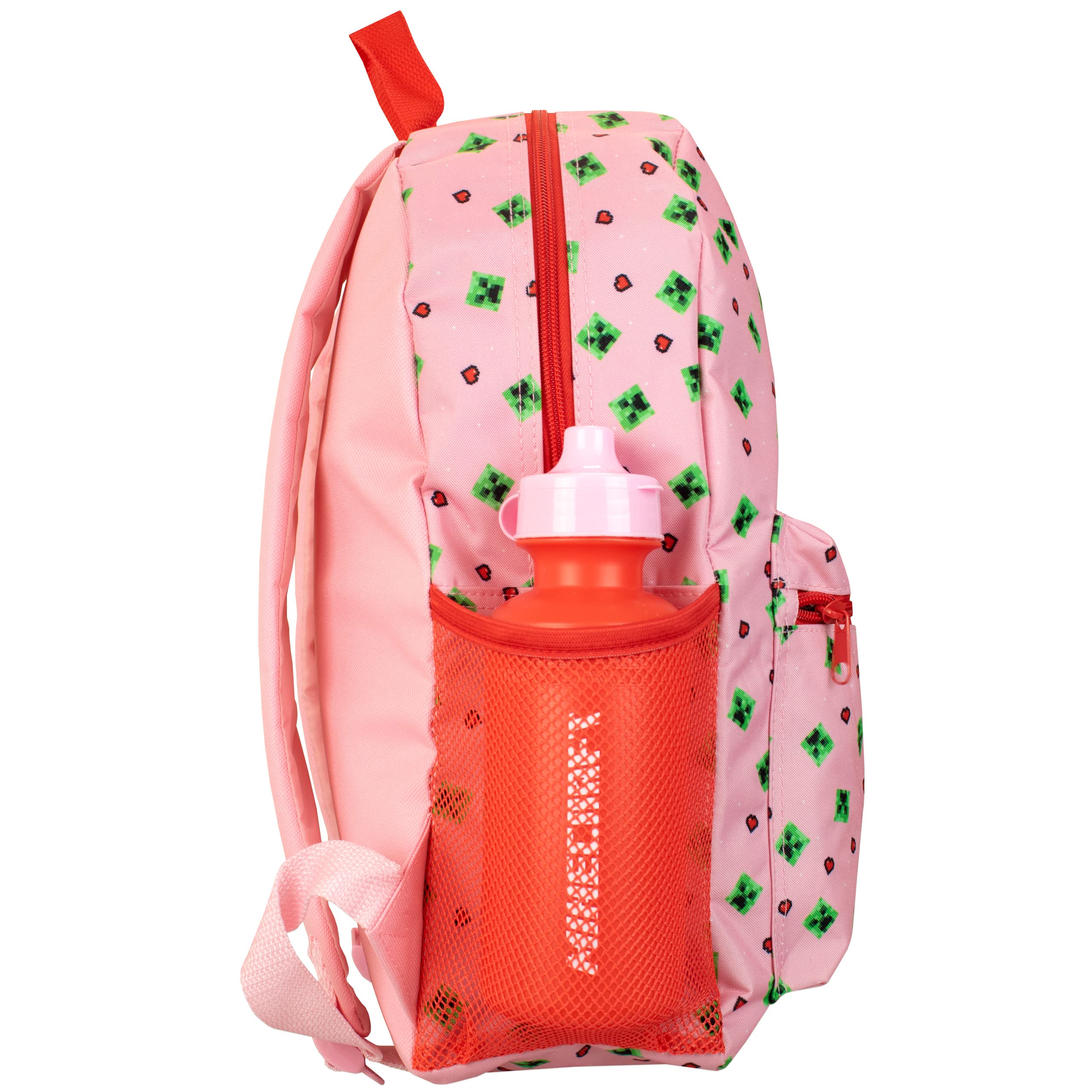 Minecraft Kids Backpack 4-Piece Set Pink One Size - Perfect for School, Travel & Gaming Accessories Storage