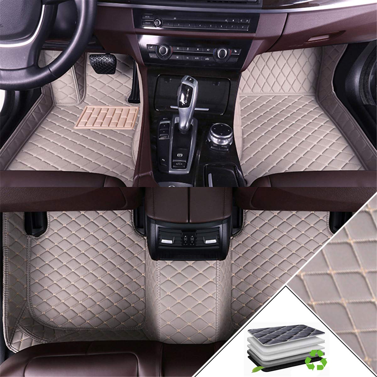Custom Fit All-Weather Floor Mats for Audi A6 Wagon (2007-2018) - Non-Slip Luxury Leather Car Liners with Full Coverage Protection - Gray - Perfect for Daily Commuting, Road Trips & Winter Weather Protection