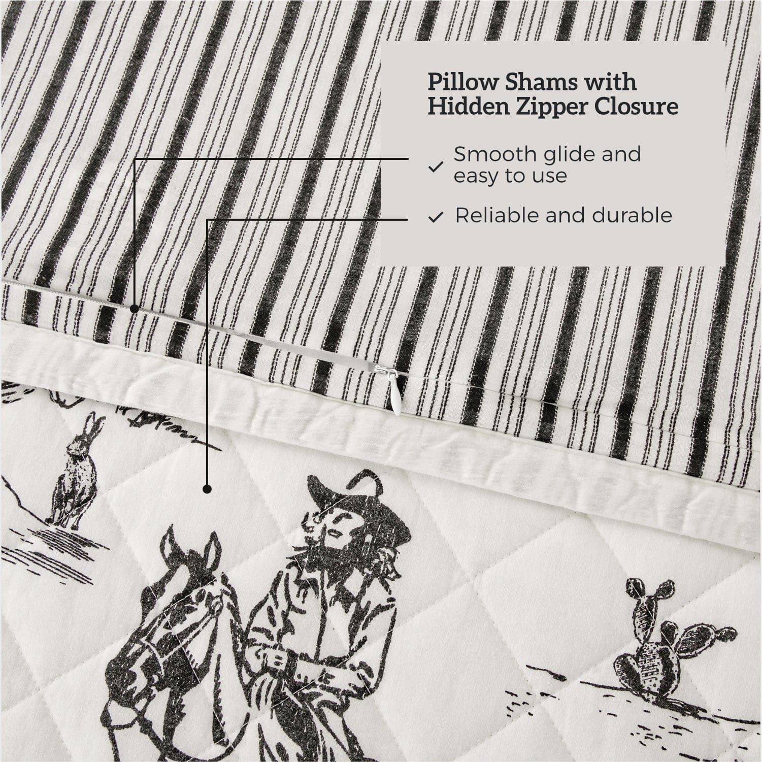 Ranch Life Printed Reversible Quilt Set - Western Farmhouse Bedding for Queen Size Beds - Perfect for Farmhouse Decor, Guest Rooms & Cozy Cabin Retreats