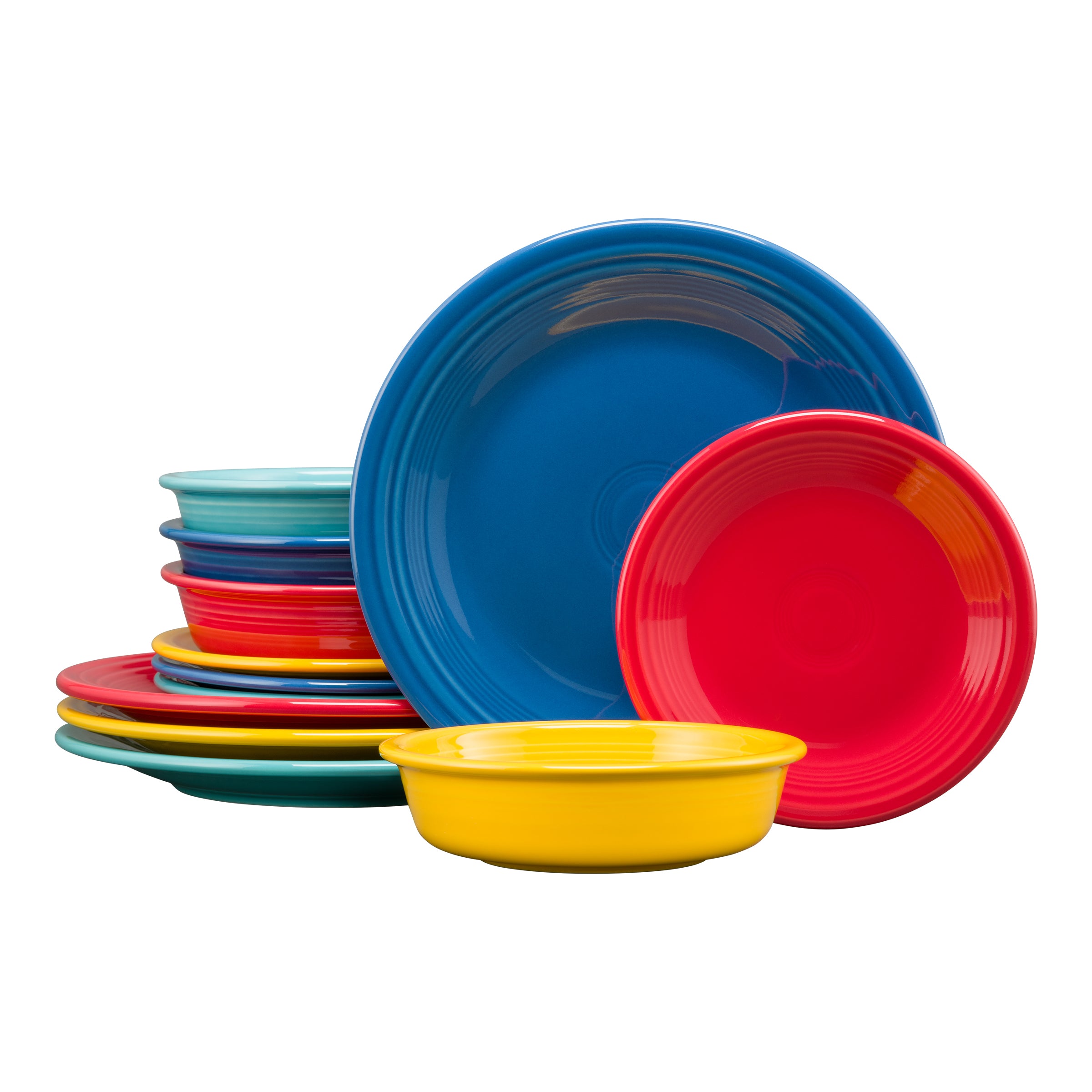 Vibrant Classic Rim 12-Piece Dinnerware Set - Service for 4 - Elegant Tableware for Family Dinners, Parties & Special Occasions