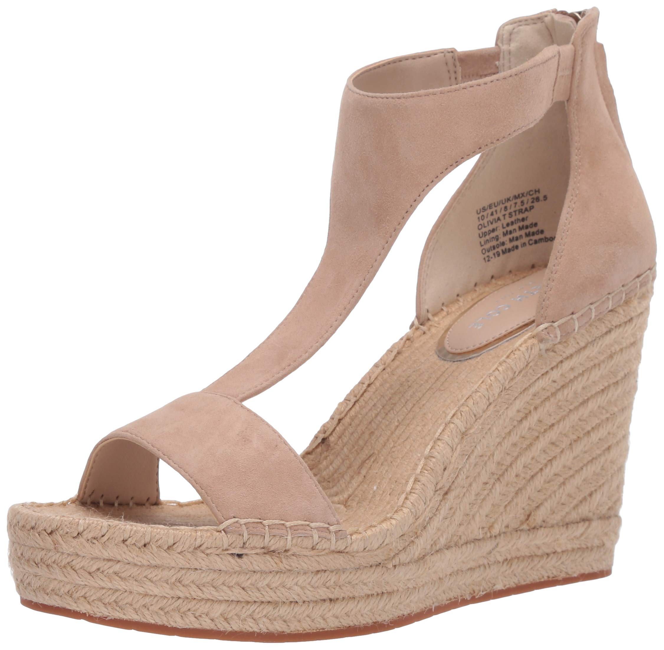 Kenneth Cole Women's Olivia T-Strap Sandals with Wedge Heel - Comfortable Summer Casual Shoes for Beach, Vacation & Everyday Wear