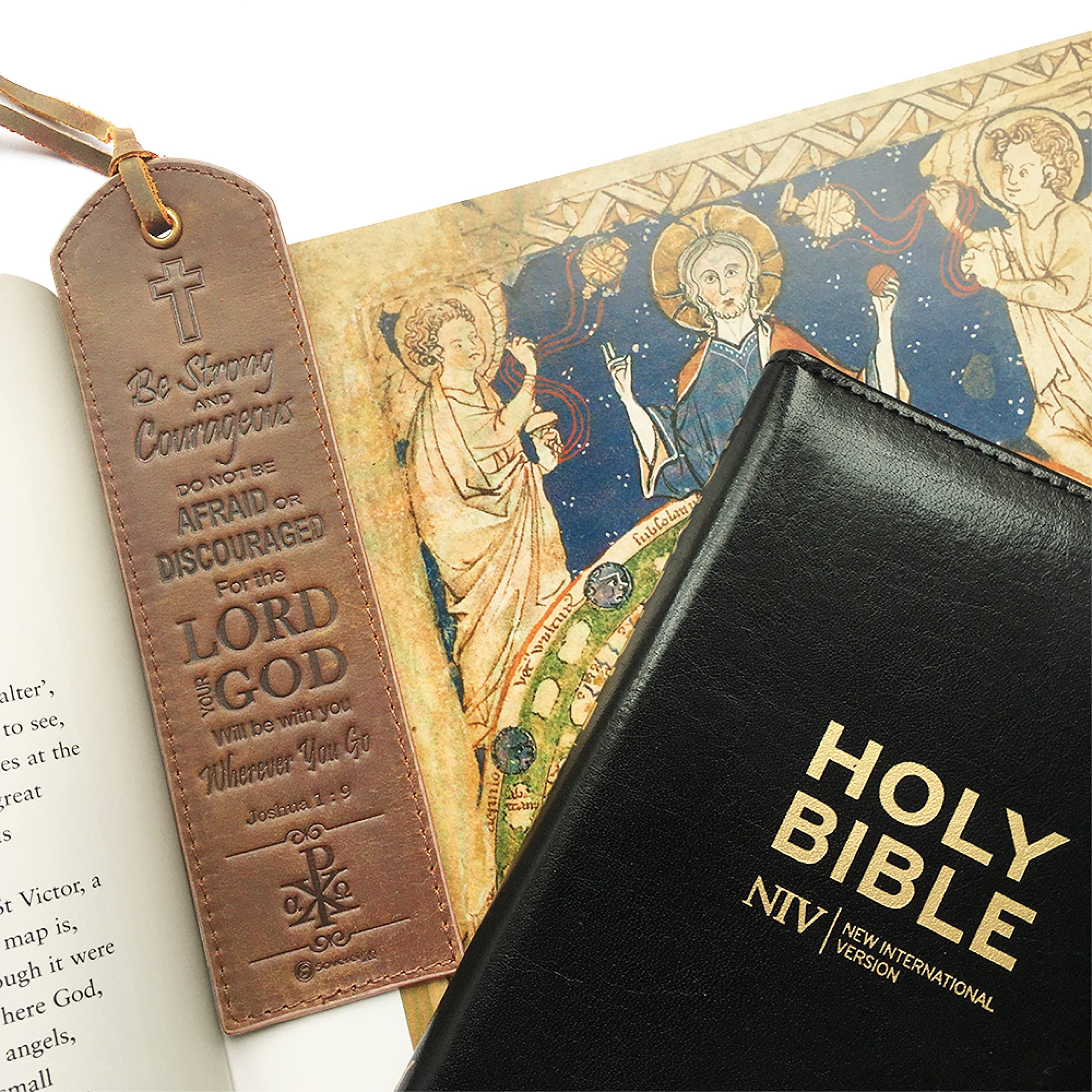 Leather Bible Bookmarks with Inspirational Verse - Religious Gift for Readers | Joshua 1:9 | Perfect for Bible Study & Gifting