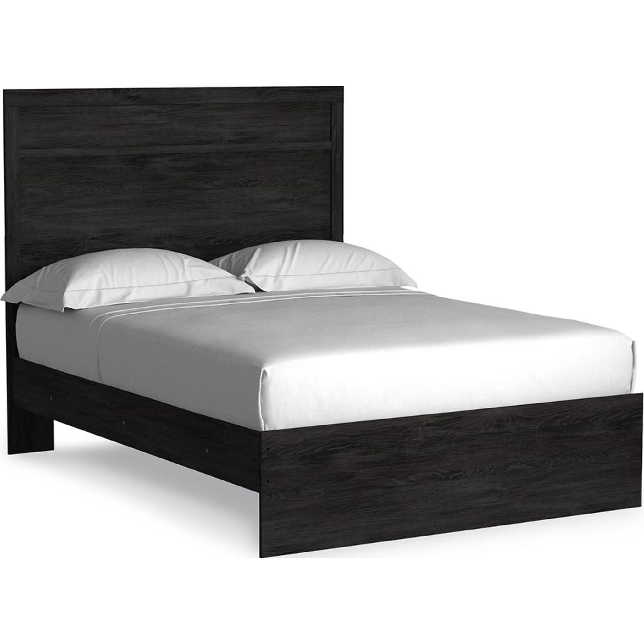 Belachime 6-Piece Panel Bedroom Set - Queen Size Bed Frame, Nightstand & Dresser - Modern Black Wooden Furniture for Master Bedroom & Guest Room