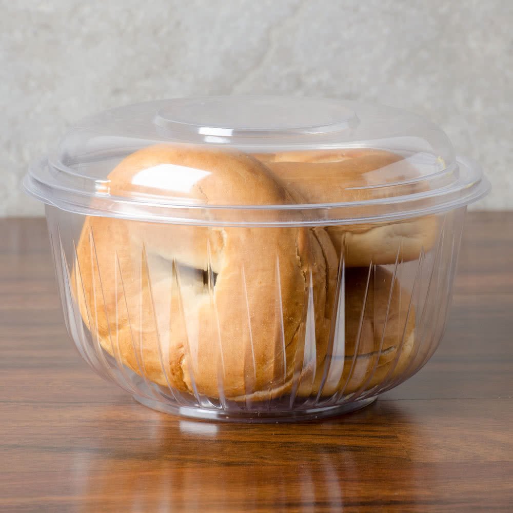 Clear Plastic Salad Bowl with Dome Lid - 32 oz (PET32BCD) - Pack of 126 - Perfect for Meal Prep, Catering & Party Serving