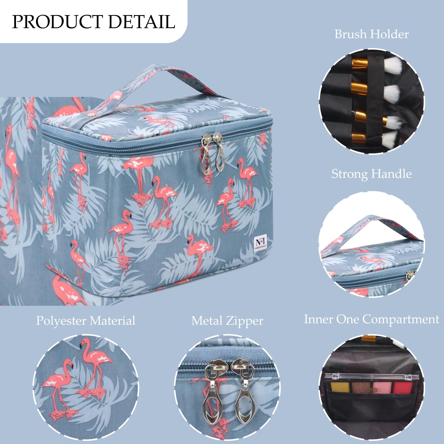 NFI Essentials Printed Cosmetic Organizer Bag - Waterproof Makeup Travel Pouch for Women & Girls | Perfect for Toiletries, Makeup Storage & Vanity Organization | Great for Travel, Gym & Daily Use