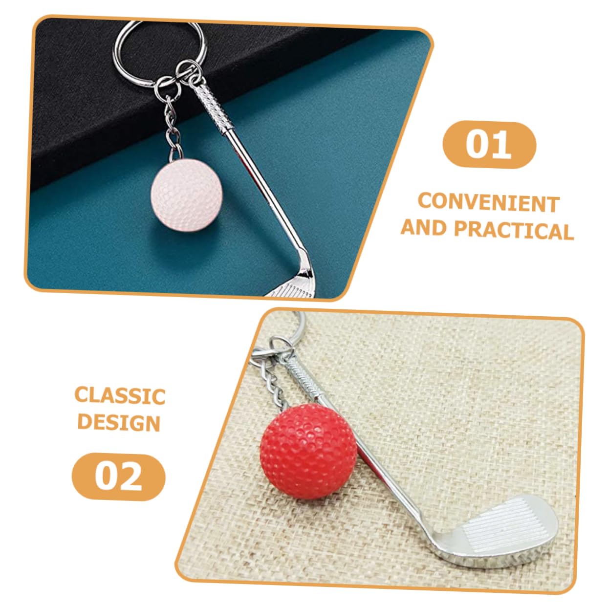 WHAMVOX 3-Piece Golf Ball Keychain Set - Metal Key Ring with Golf Ball Marker - Sports-Themed Backpack Pendant for Golf Enthusiasts - Perfect for Golf Bags, Backpacks, and Keychains