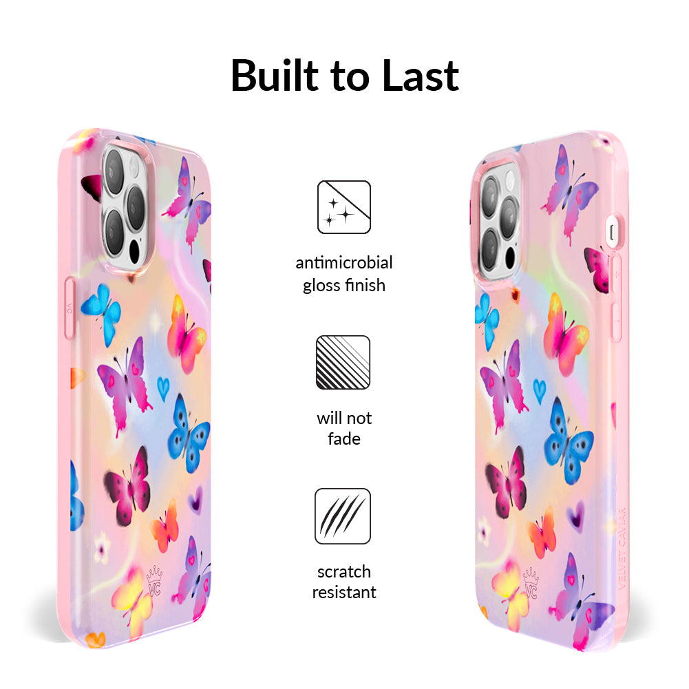 Aura Butterfly iPhone Case - Elegant Floral Design Protective Cover for iPhone 12/13/14/15 Pro Max - Perfect for Everyday Use, Travel & Special Occasions