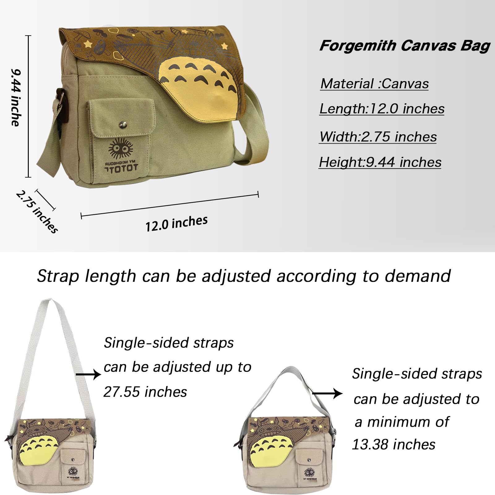 **Anime Messenger Bag for Women - Kawaii Crossbody Shoulder Bag, Cute Canvas School Bag for Casual Outings, Travel & Daily Use**