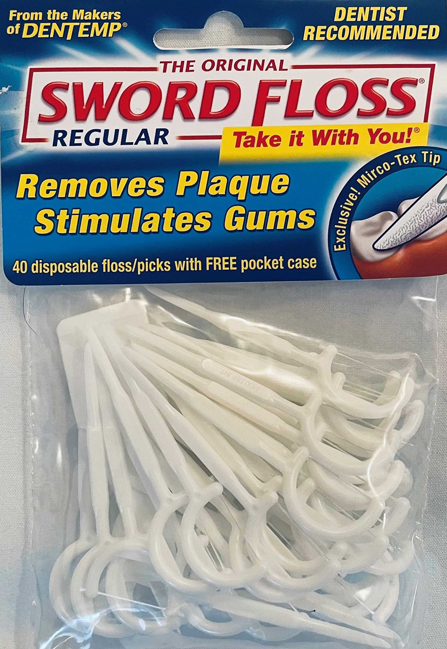 Premium Sword Floss Disposable Dental Floss Picks - 40 Count (Pack of 6) | Mint Flavored Teeth Cleaners for On-the-Go Oral Care, Travel & Home Use