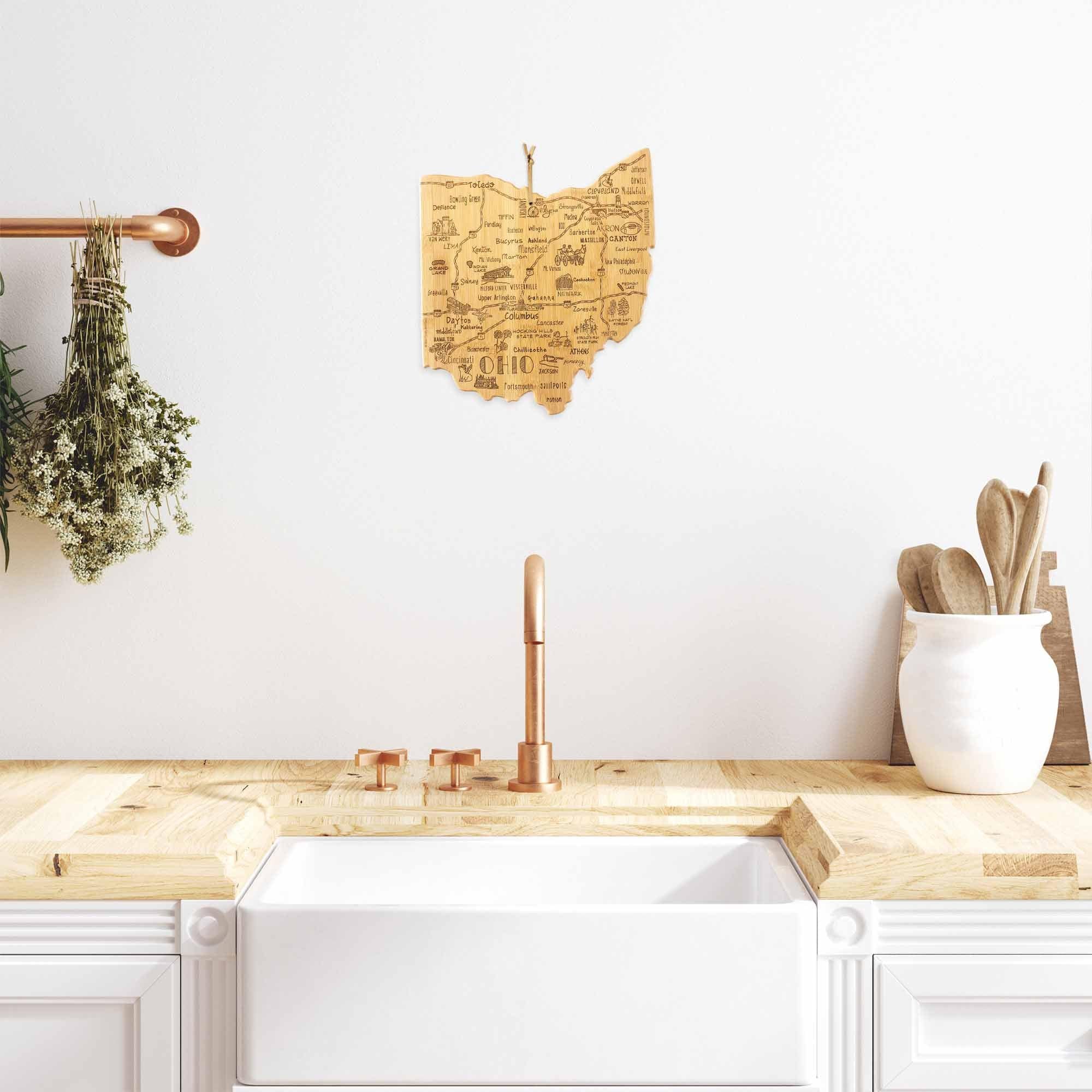 Ohio Shaped Wooden Cutting Board - 12