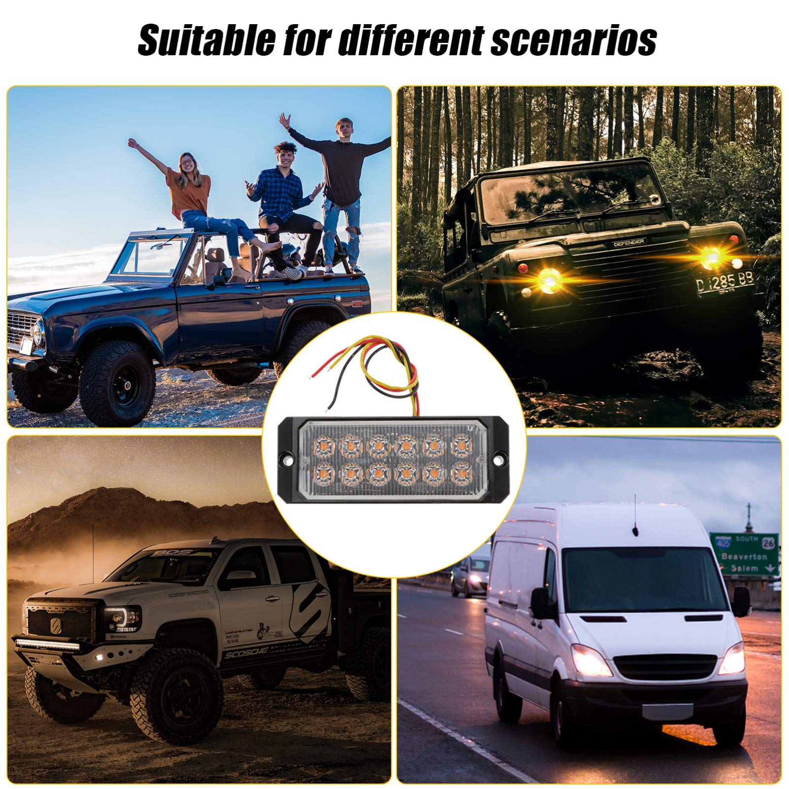 VICASKY 2-Pack LED Truck Side Warning Lights - Waterproof Signal Lamps for Semi Trucks & Trailers - Amber Side Marker Lights with High Visibility for Night Driving & Road Safety