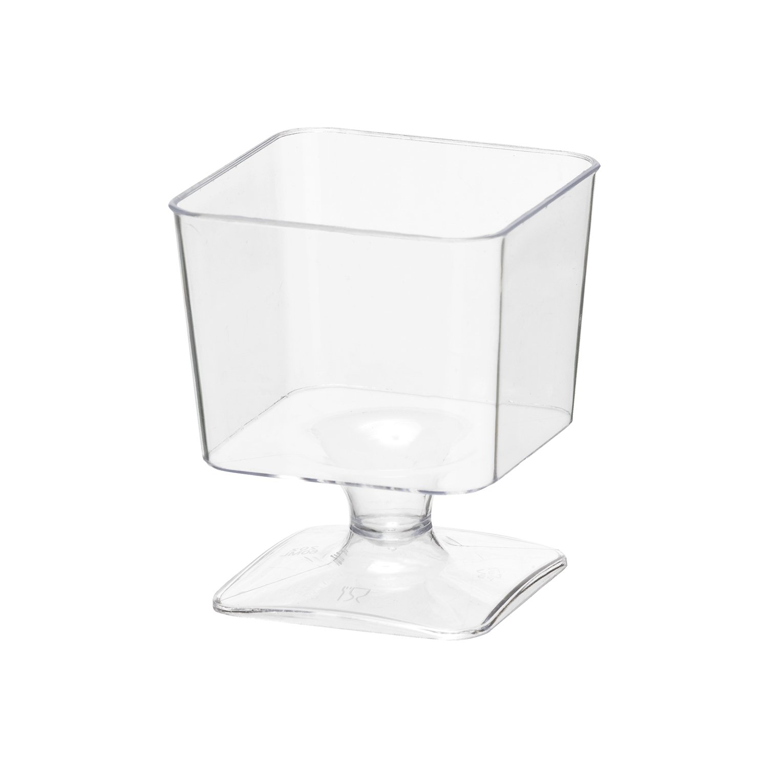 480-Pack Mini Clear Hard Plastic Square Cups with Stem - Perfect for Parties, Weddings, and Events - Durable Disposable Drinkware for Cocktails, Mocktails, and Beverages