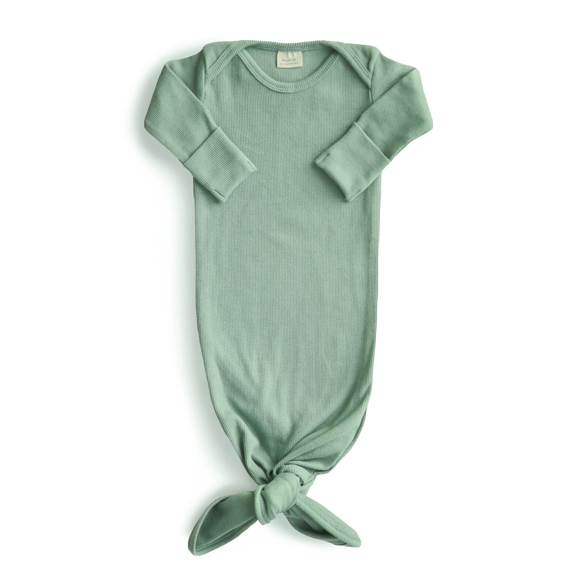 Elegant Ribbed Knotted Gown in Roman Green - Perfect for Evening Parties, Weddings & Special Occasions