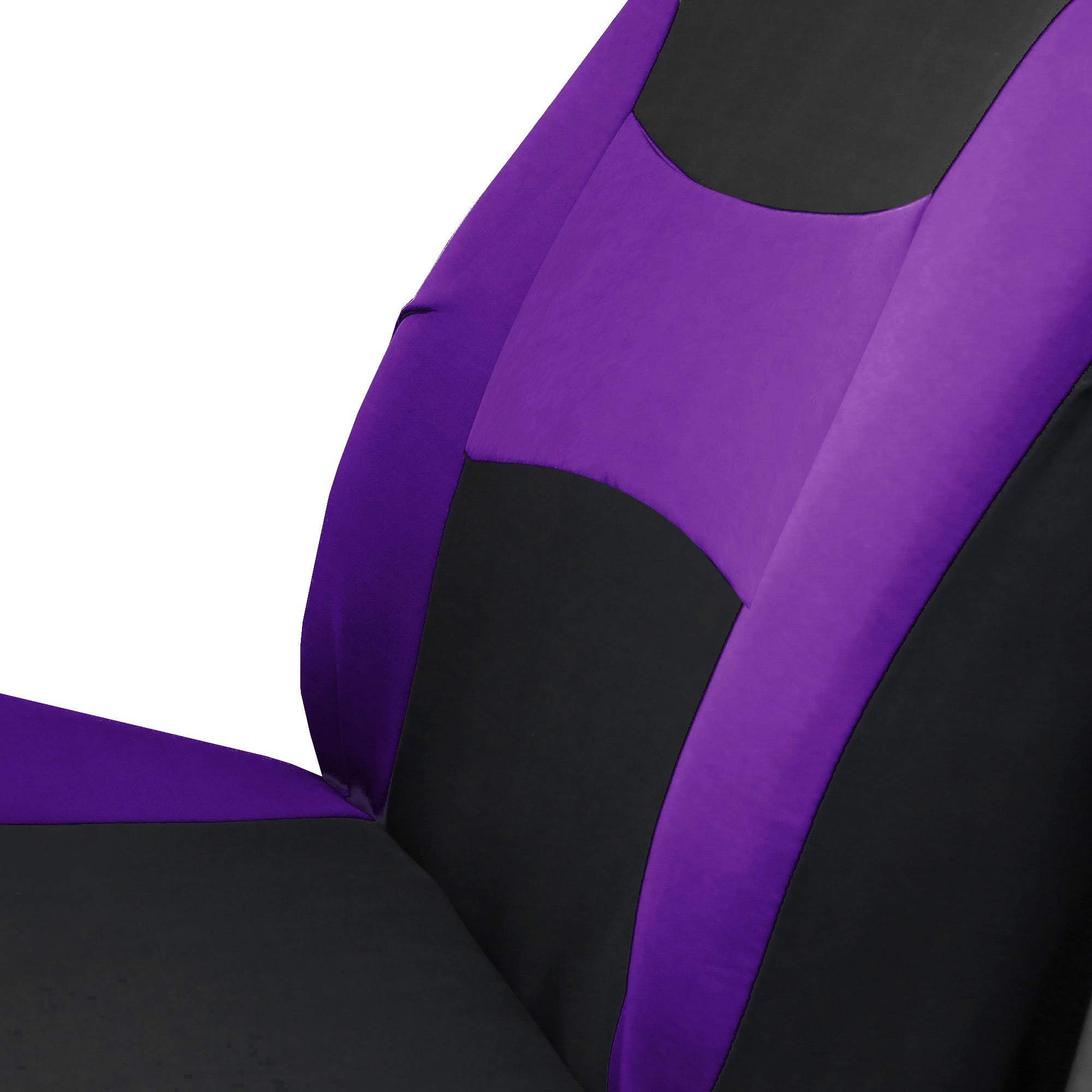 FH Group Light & Breezy Cloth Car Seat Covers - 7 Seater 3-Row Universal Fit for Cars, Trucks & SUVs | Airbag & Split Bench Compatible | Purple & Black | Perfect for Road Trips & Family Protection