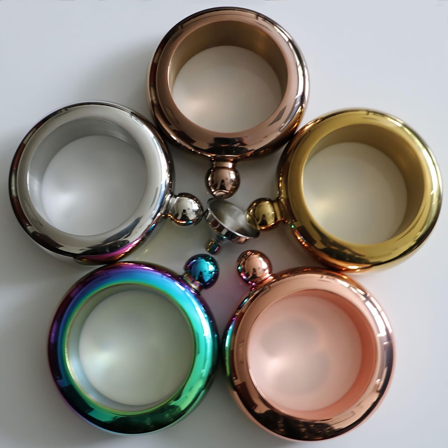 3.5oz Bright Gold Bracelet Flask - 304 Stainless Steel Bangle Shaped Drinking Flask with Funnel - Perfect for Parties, Concerts & Discreet On-the-Go Hydration