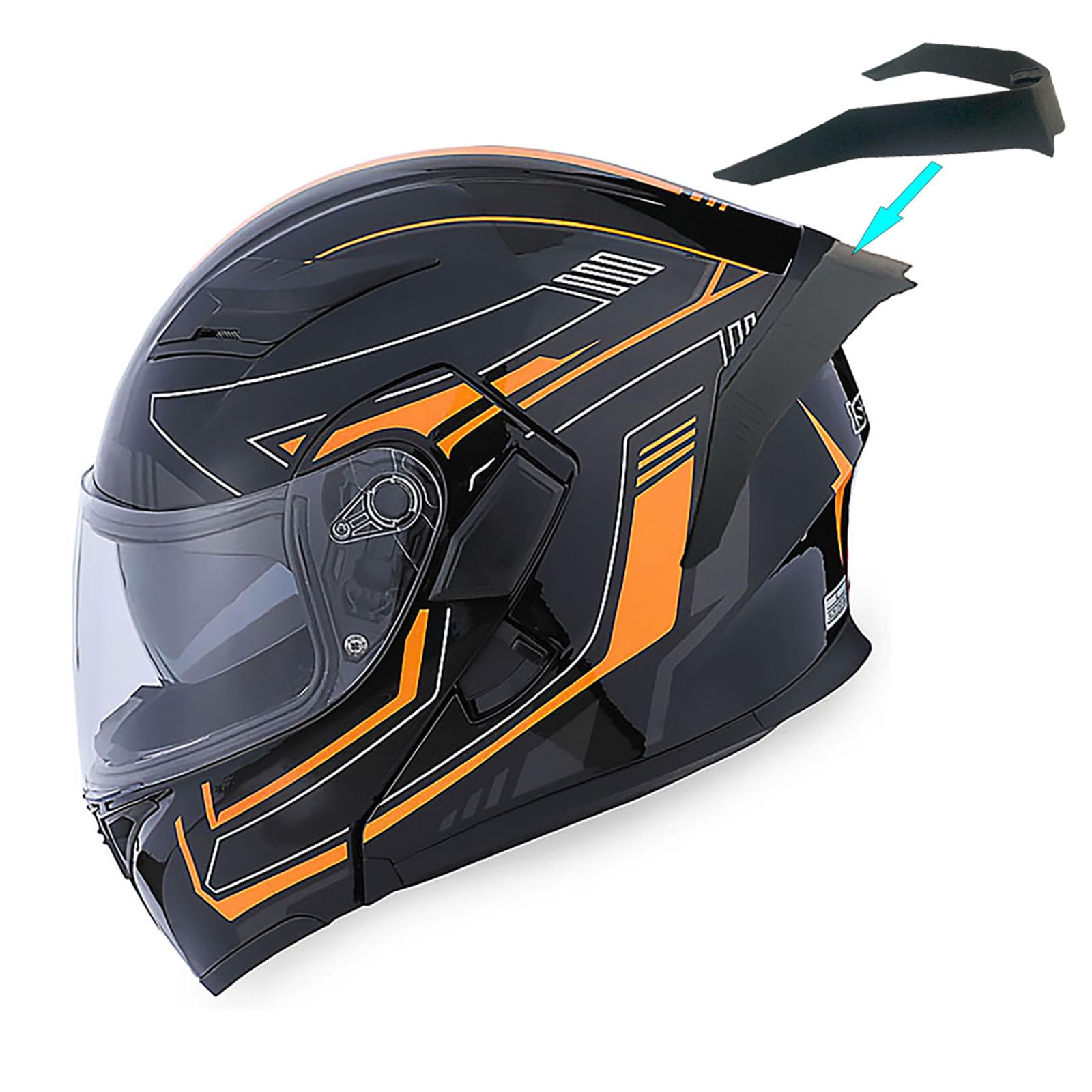 1Storm HB89 Arrow Orange Modular Full Face Motorcycle Helmet - Dual Visor & Sun Shield Flip-Up Design for Safety & Comfort - Ideal for Street Biking, Commuting & Long Rides
