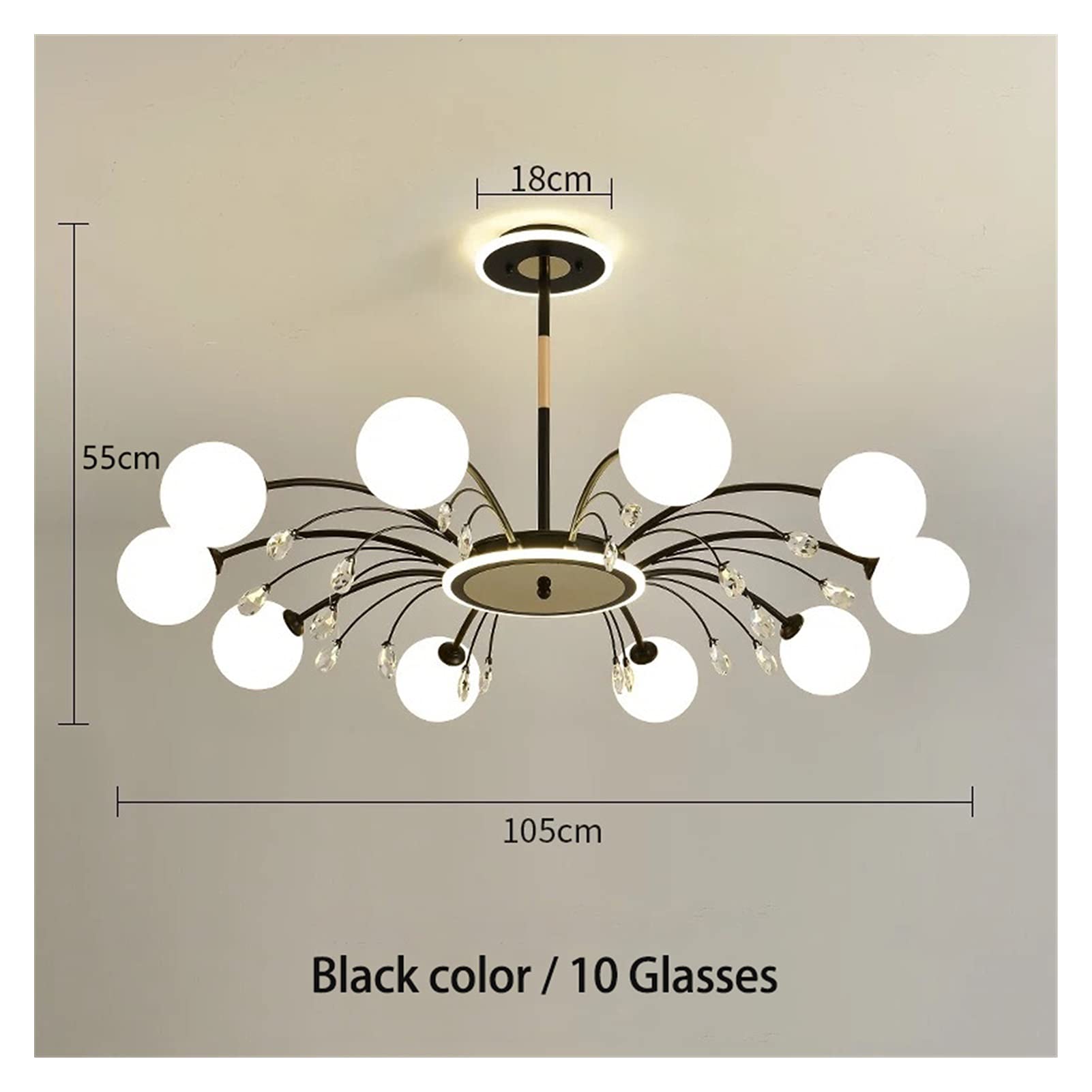 Modern LED Chandelier - Nordic Style Glass Ball Pendant Light with Gold/Black Finish for Dining Room & Living Room Decor | Energy Efficient Warm White Lighting | Perfect for Home, Restaurant and Office Spaces