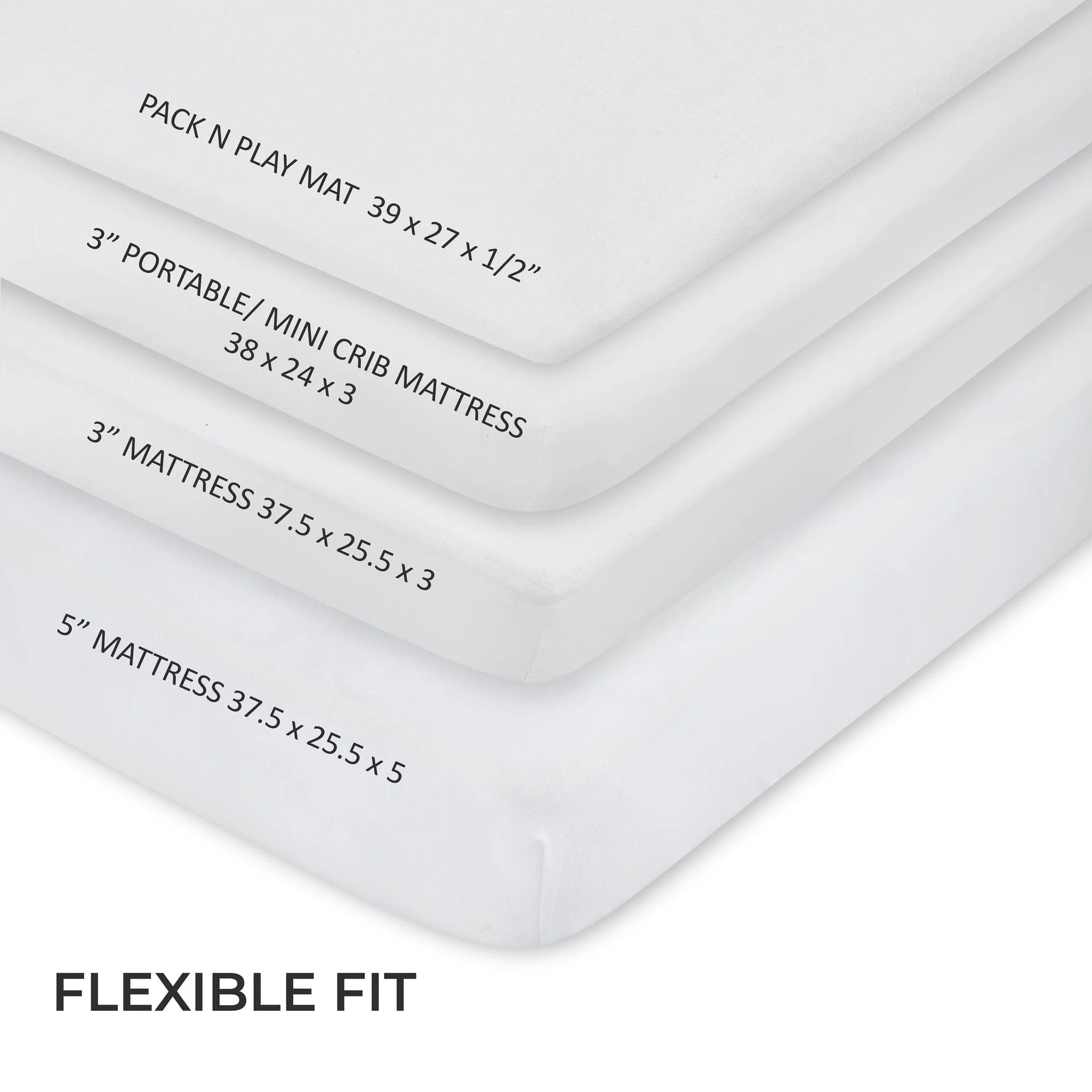 Elys & Co 2 Pack Soft 100% Cotton Pack N Play Sheets - Breathable & Hypoallergenic for Baby Crib & Portable Playard - Perfect for Nursery, Travel & Daycare Use