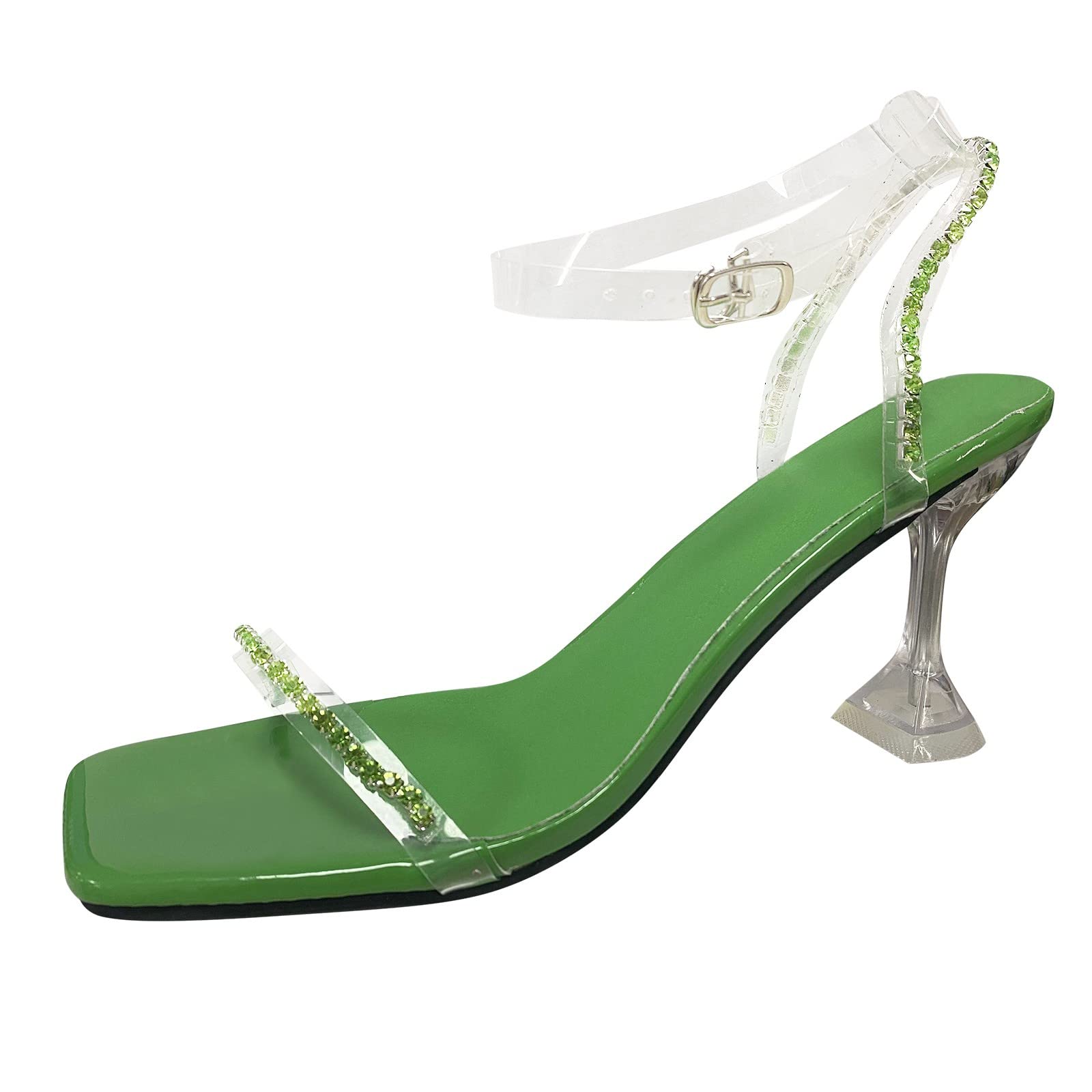 Women's Rhinestone High Heel Sandals - Summer Fashion Transparent Strap Casual Shoes for Ladies | Perfect for Beach, Party & Evening Wear