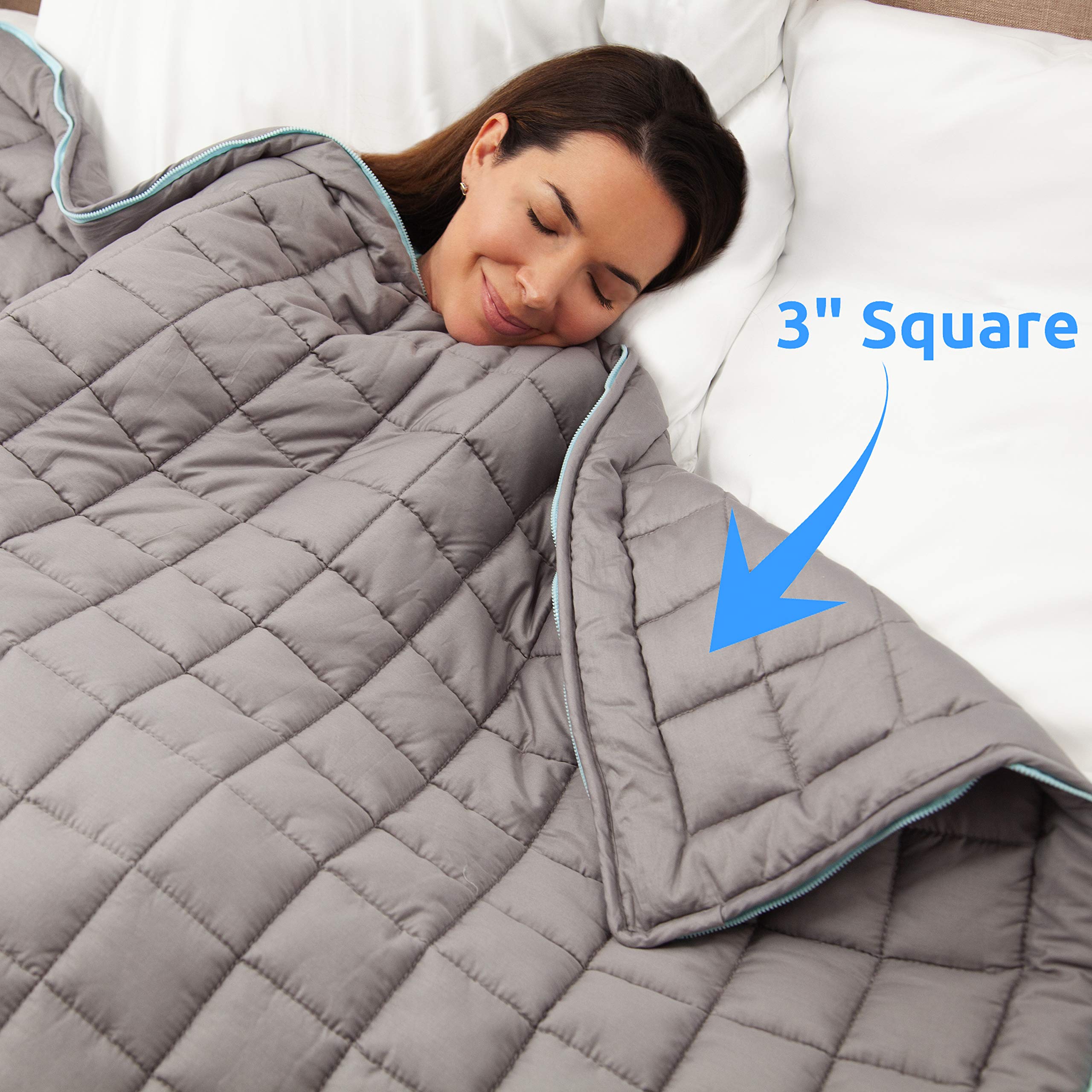 15lb Weighted Blanket with Free Minky Cover - Stay-Put Zipper System Prevents Shifting, Cooling Micropeach Fabric & Glass Beads for Adults & Kids - Queen Size 60x80 - Perfect for Stress Relief, Anxiety, and Better Sleep