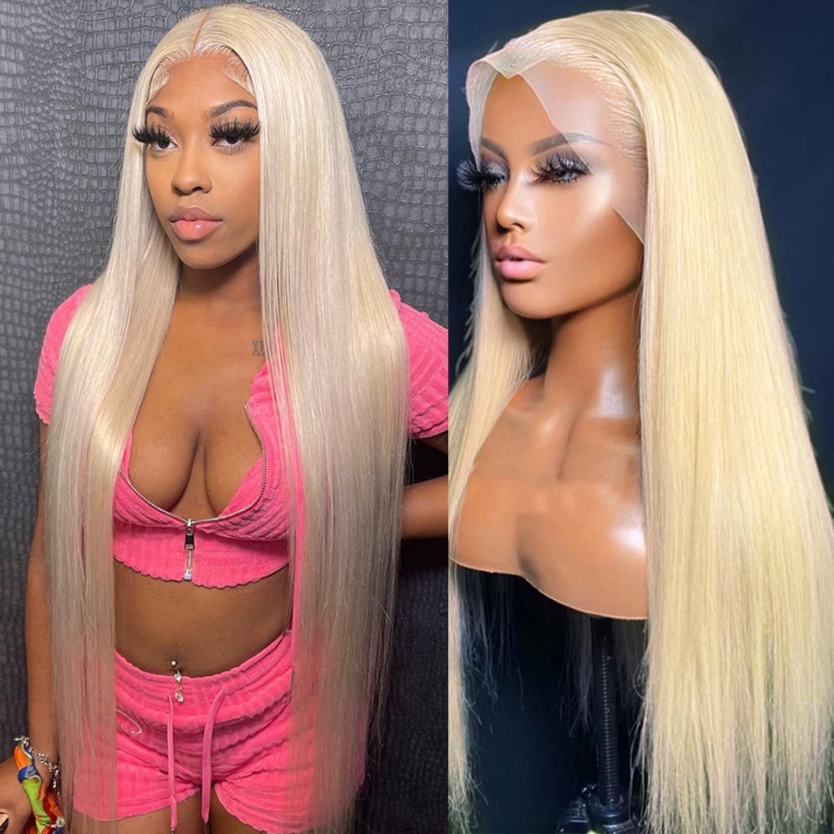 Kelissa 613 Blonde Human Hair Lace Front Wig - Brazilian Straight 22 Inch HD Lace Frontal with Pre-Plucked Hairline & Baby Hair | 150% Density for Black Women | Perfect for Daily Wear, Cosplay & Special Occasions