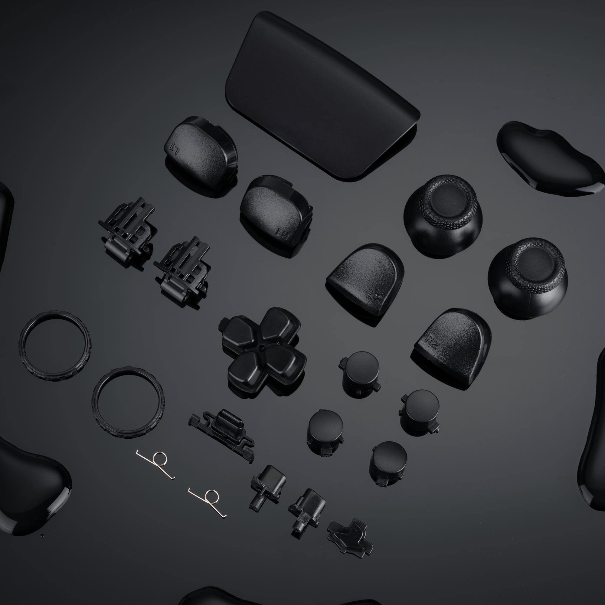 PS5 Controller Replacement Parts Kit - Thumbsticks, L1 R1 L2 R2 Triggers, ABXY Buttons, D-pad, Faceplate & Repair Tools for DualSense (Black) | Perfect for DIY Repairs & Controller Customization