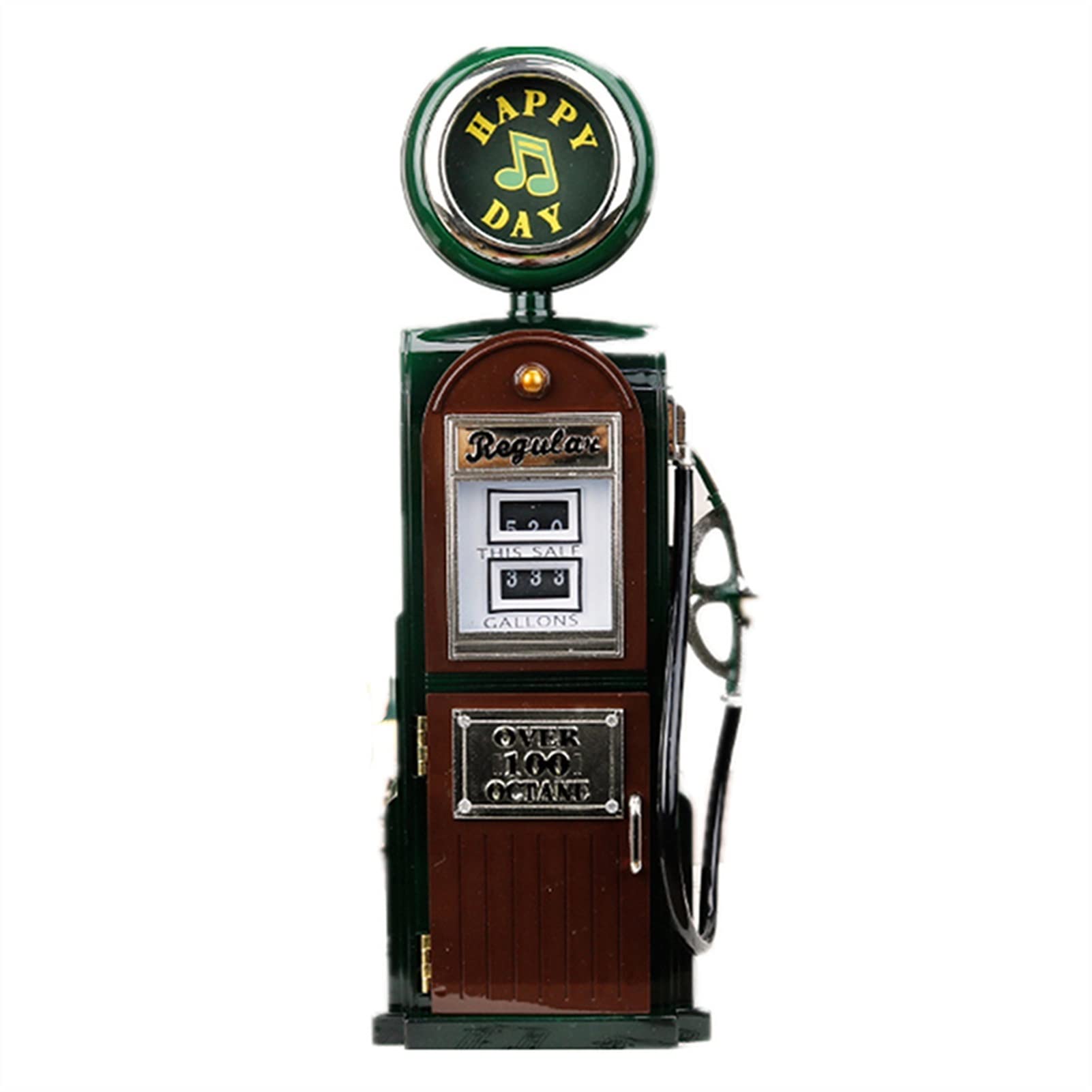 Vintage Hand-Cranked Music Box - Retro Gas Station Style Mechanical Figurine Jewelry Box, Home Decoration Gift (Green) | Perfect for Bedroom Decor, Wedding Favors & Collectible Display