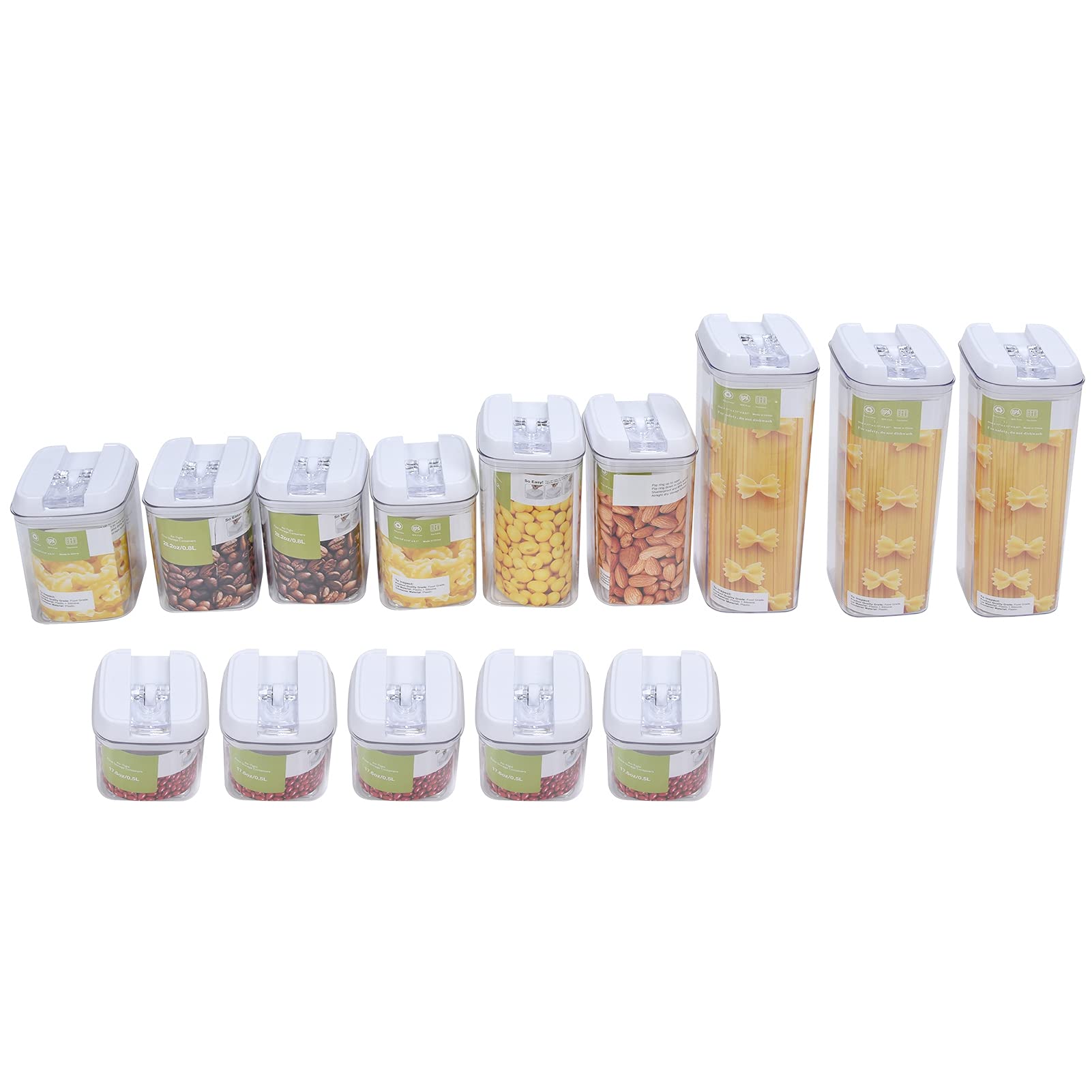 14-Piece Airtight Rectangular Food Storage Containers with Lids - BPA-Free Kitchen Organizers for Flour, Sugar, Coffee, Tea & Dry Goods - Perfect for Pantry, Baking & Meal Prep (White)