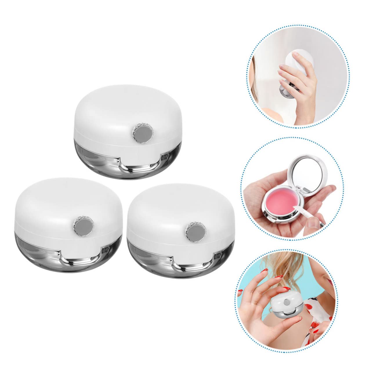 Mini Silicone Lip Brush & Mirror Jars - Travel Portable Cream Containers for Lip Scrub & Makeup