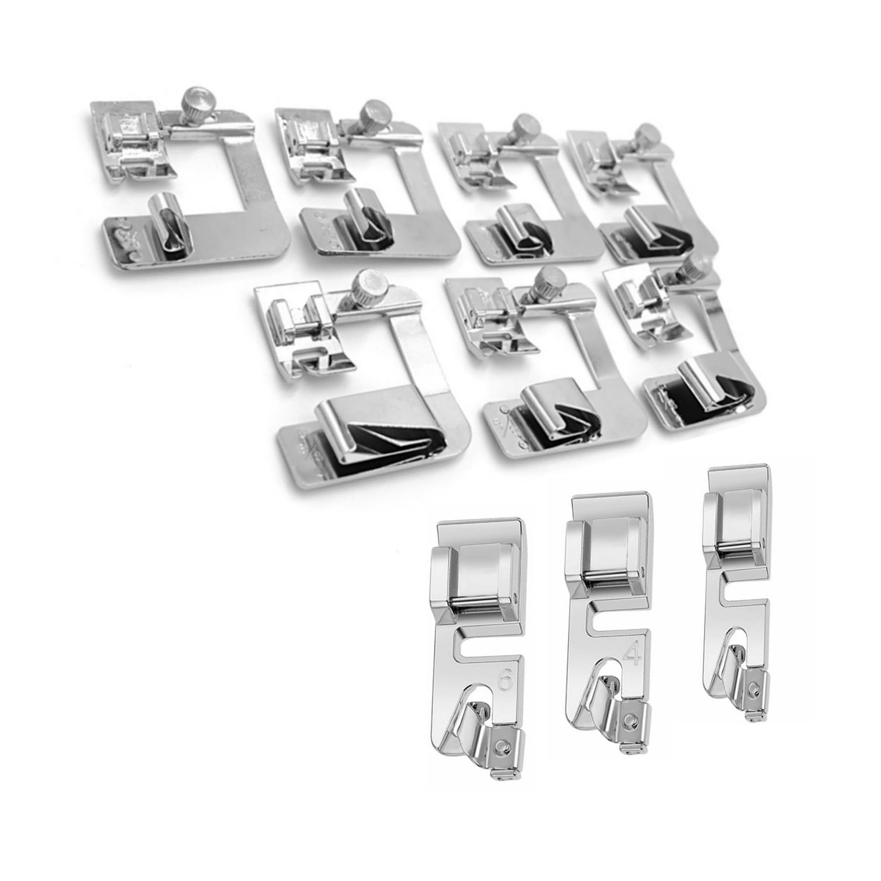 10pcs Rolled Hem Presser Foot for Sewing Machine - Universal Sewing Machine Accessories for Household & Multi-Function Sewers - Perfect for Hemming Fabrics, Garment Making & DIY Sewing Projects