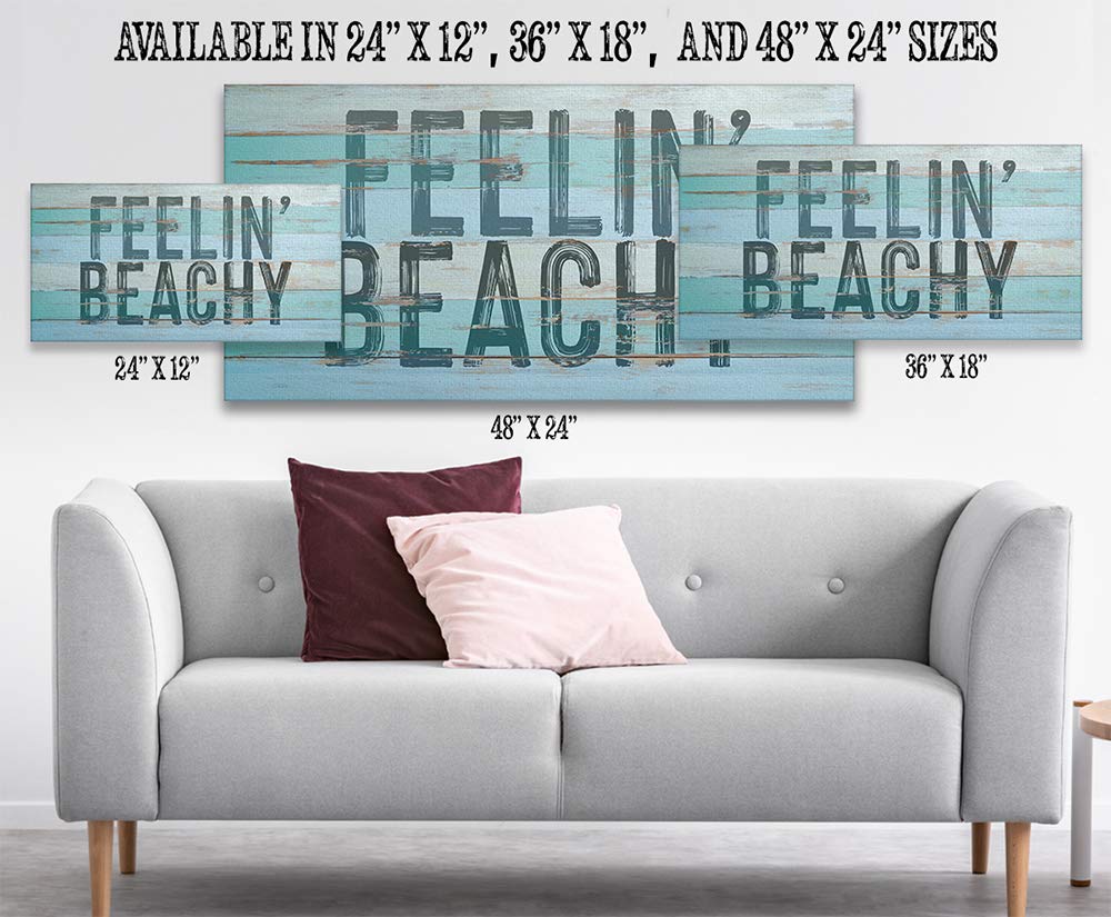 24x48 Wood Style Look Stretched Canvas Print - Coastal Beach Wall Art for Home Decor | Nautical Themed Living Room, Bedroom & Outdoor Beach Display | Perfect for Beach Houses, Summer Parties & Ocean Inspired Interiors