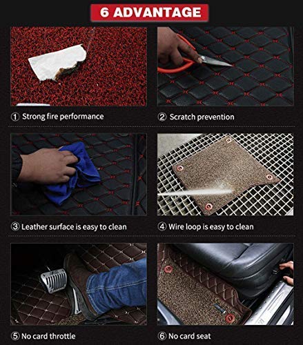 Premium All-Season 3D Floor Mats for BMW X5 E53 (2004-2007) - Leather Carpet Set with Full Protection - Black & Red Interior Accessories - Perfect for Daily Commuting, Road Trips & Extreme Weather Protection