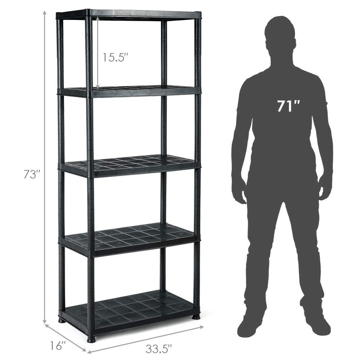 Caraya 5-Tier Heavy Duty Storage Shelf - Sturdy & Durable Freestanding Rack with Anti-Tilt Design, Waterproof Metal Shelving Unit for Garage, Kitchen, Office - Perfect for Organizing Tools, Plants, Office Supplies & Cookware
