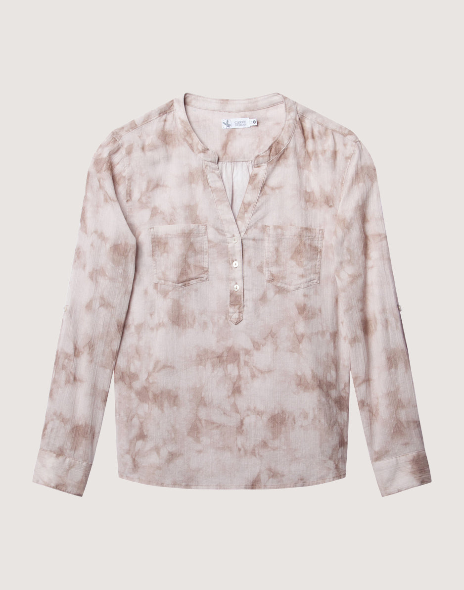 Dylan Gauze Shirt: Fawn Tie Dye Breathable Summer Top for Women | Boho Chic Loose Fit Blouse | Perfect for Beach, Music Festivals & Casual Outings