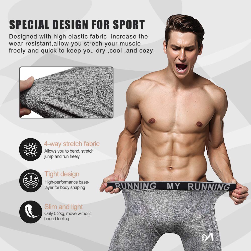 Men's Cool Dry Sports Workout Running Tights Leggings - Breathable Compression Pants for Gym, Jogging & Active Lifestyle