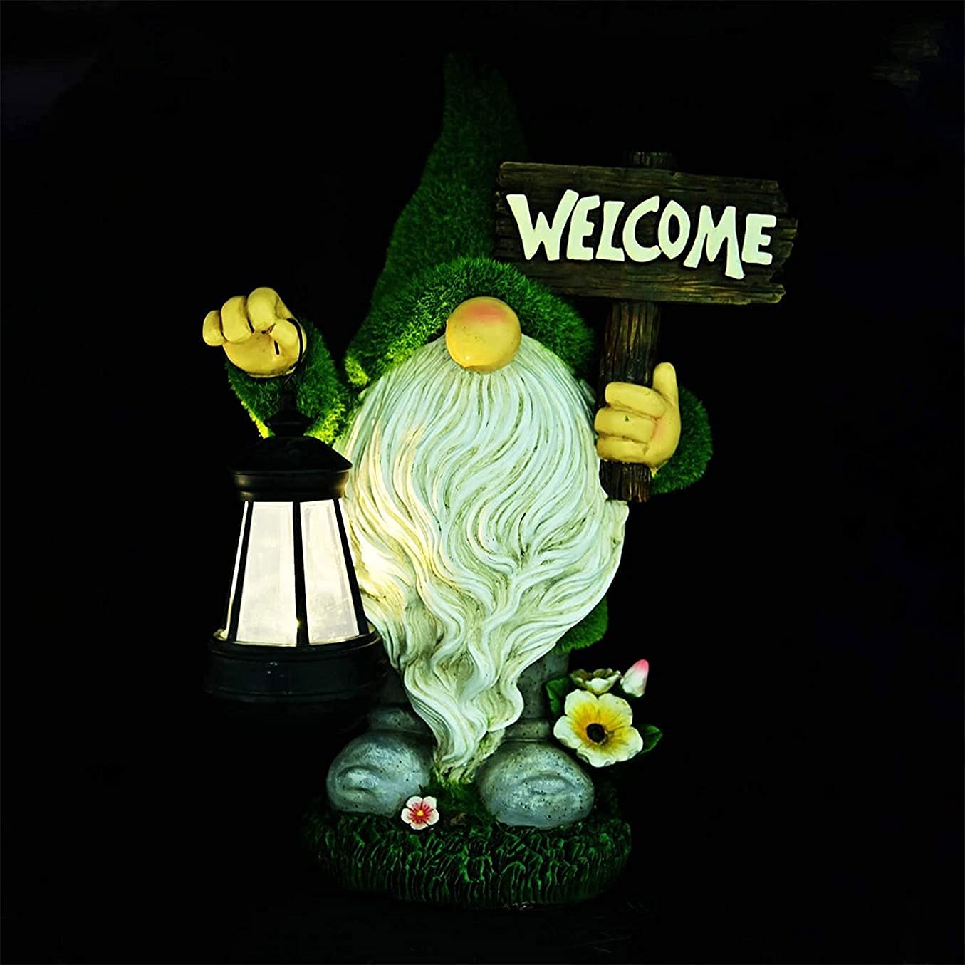 Solar Powered Dwarf Resin Statue - Cute Cartoon Garden Decor for Outdoor Patio, Lawn & Yard - Waterproof Solar Light for Nighttime Landscape Decoration