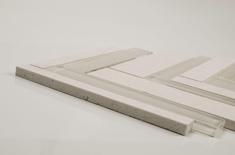 Premium Herringbone Stone Glass Tile in Cream - Perfect for Kitchen Backsplash, Bathroom Walls & Flooring