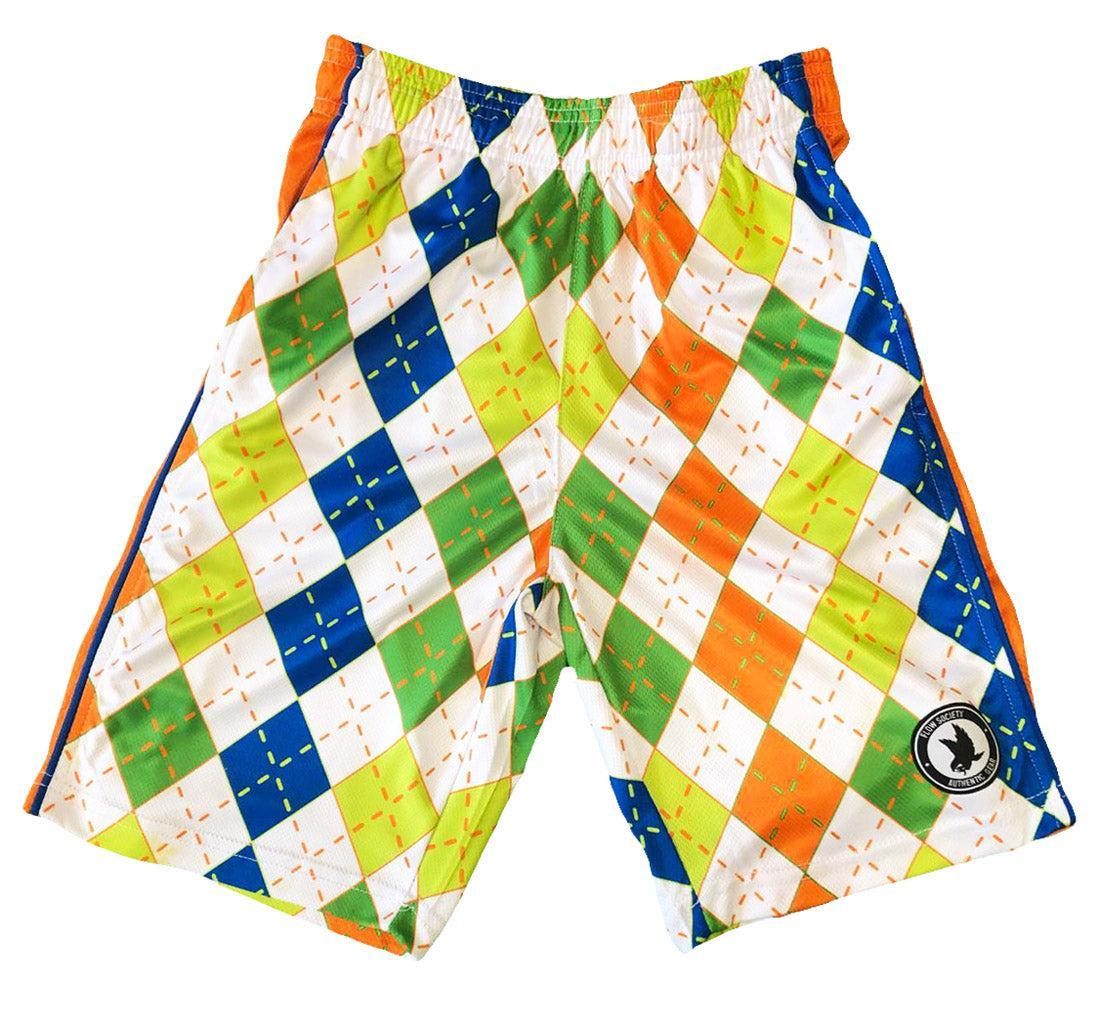 Men's Neon Argyle Pattern Shorts - Stylish & Comfortable for Summer, Golf, and Casual Wear
