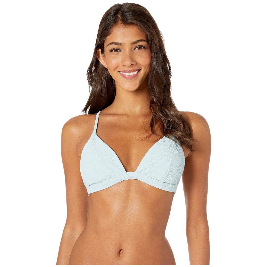 Onia Danni Textured Triangle Bikini Top for Women - Sterling Blue, Large Size - Perfect for Beach Vacations, Pool Parties & Summer Getaways