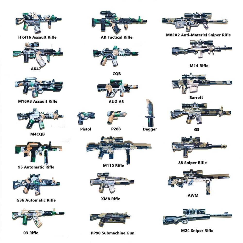 200+ Pcs Military Weapon Building Block Toy Set - SWAT Team & Army Soldier Gear Accessories Kit - Compatible with Major Mini Figures - Perfect for Battle Scenes, Role Play & Collectors