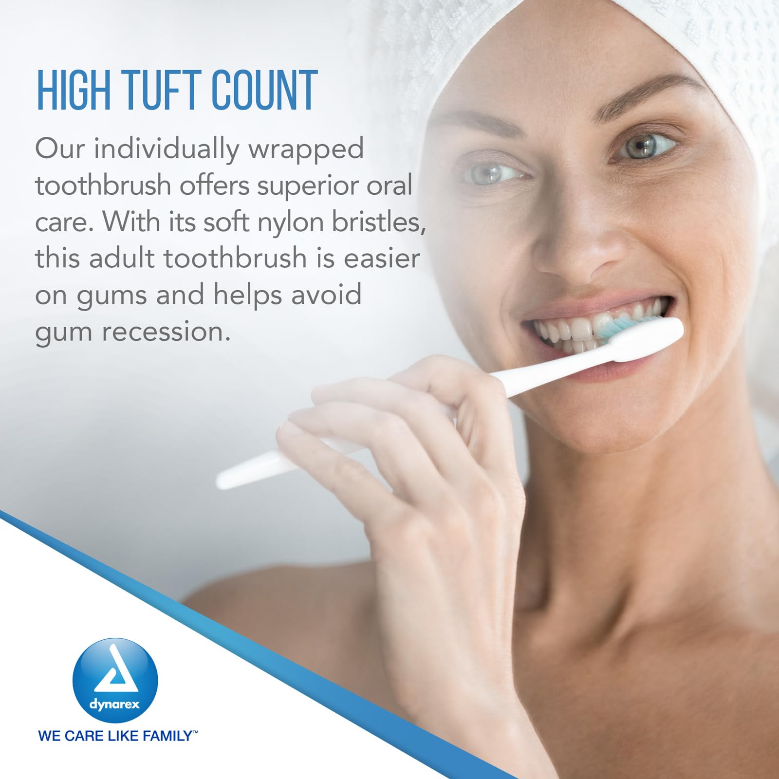 Dynarex 4861 Adult Toothbrushes - 30 Tuft Soft Bristles, Pack of 144 | Ideal for Dental Clinics, Hospitals & Bulk Home Use