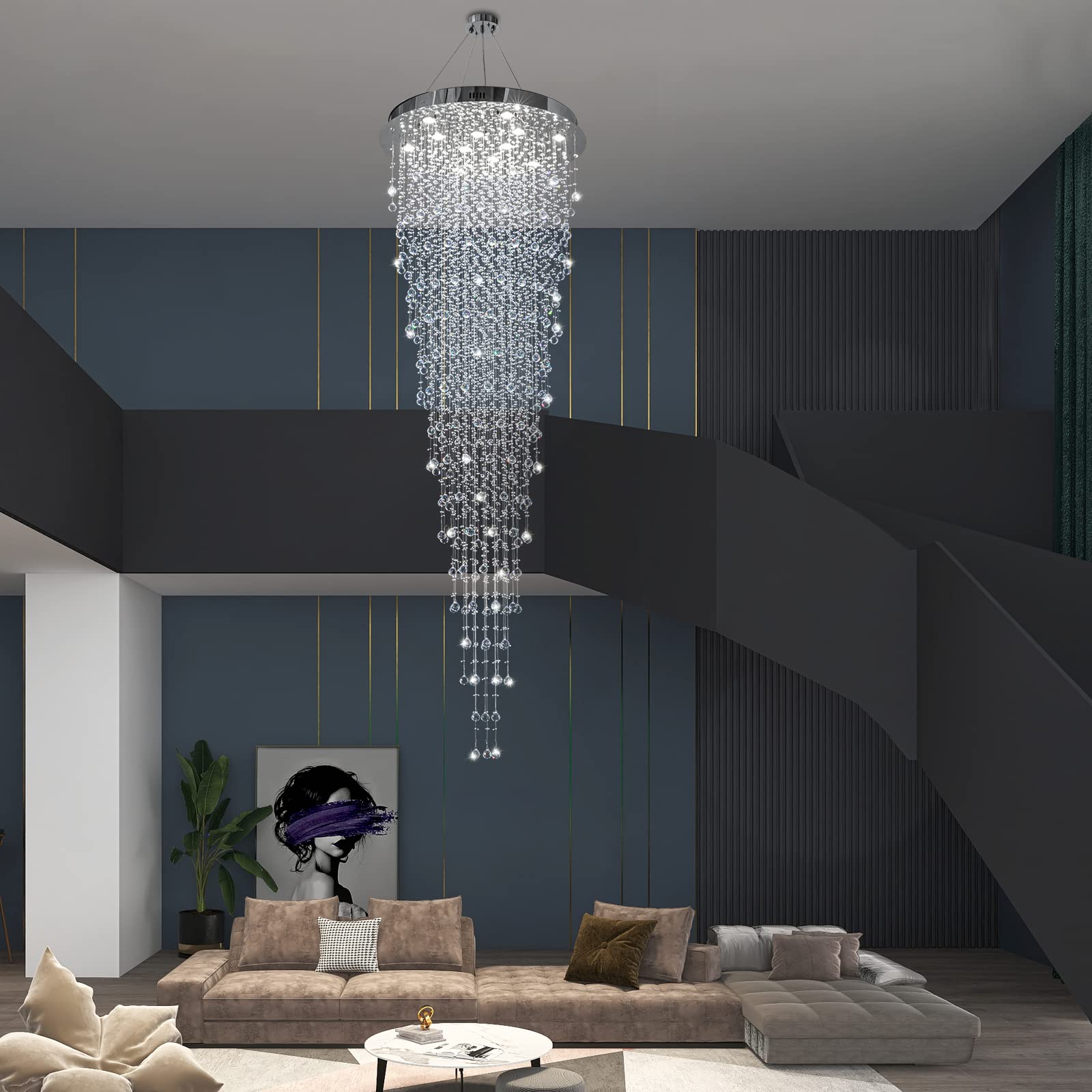 Luxury Modern Large Crystal Chandelier for High Ceilings - 32