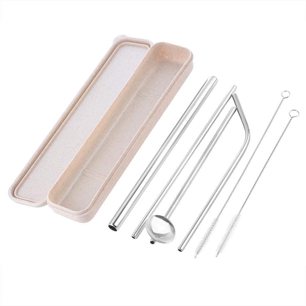 7-Piece Reusable Metal Drinking Straws Set with Cleaning Brush - Straight & Bent Straws for Home, Bar, Office, and Travel - Eco-Friendly Stainless Steel Straws for Smoothies, Cocktails, and Iced Coffee
