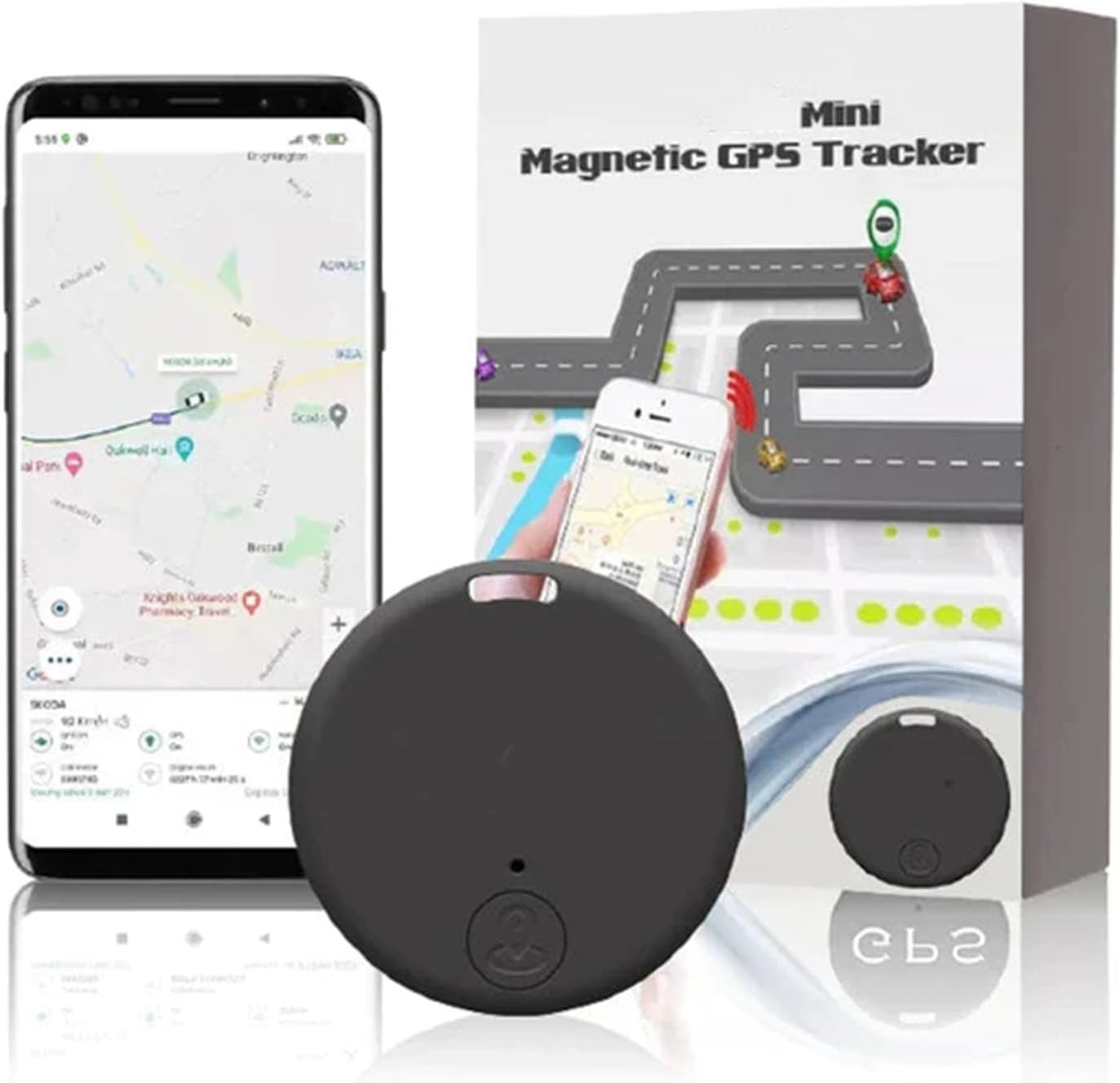 Figskey Oveallgo Extra Mini Magnetic GPS Tracker 2024 - Ultra Portable GPS Locator for Kids, Cars, Luggage, Elderly & Pets | Real-Time Tracking for Safety & Security (Black) | Perfect for Travel, Outdoor Adventures & Daily Commute