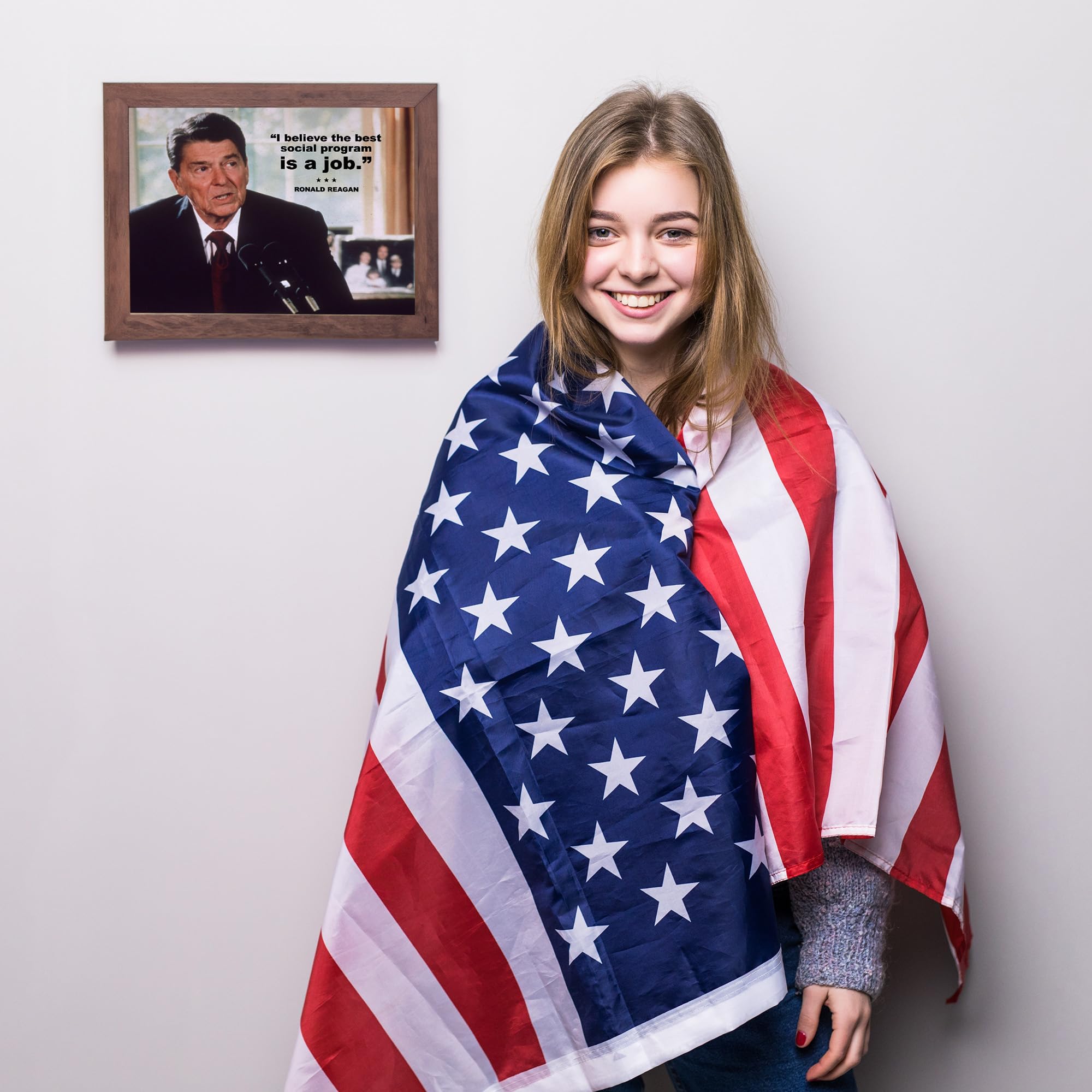 Ronald Reagan Motivational Patriotic Wall Art Poster - Inspirational Home Decor for Bedroom, Boys Room & 4th of July Celebrations | Unframed 8x10 Inches | Perfect for American History Enthusiasts & Patriotic Gift Giving
