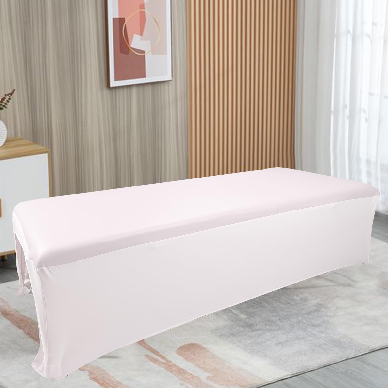 White Waterproof PU Leather Massage Bed Cover - Wipeable, Reusable Spa Table Cover for Comfortable Massage & Facial Treatments - Fits Most Beds & Massage Tables - Perfect for Spas, Salons & Home Use