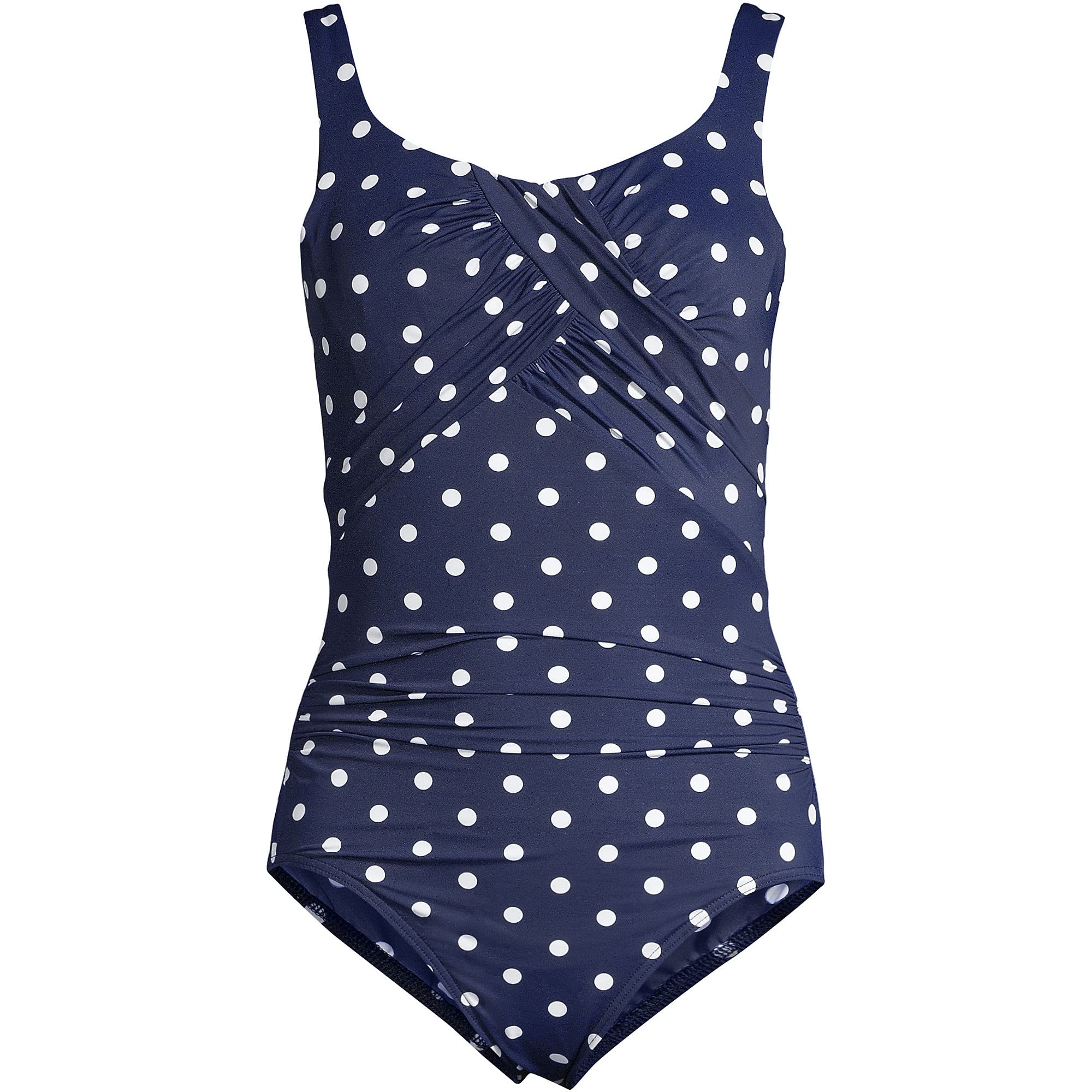 Lands' End Women's Slender Suit Carmela One Piece Swimsuit - Slimming Bathing Suit for Women, Tummy Control Swimwear - Perfect for Beach, Pool & Vacation