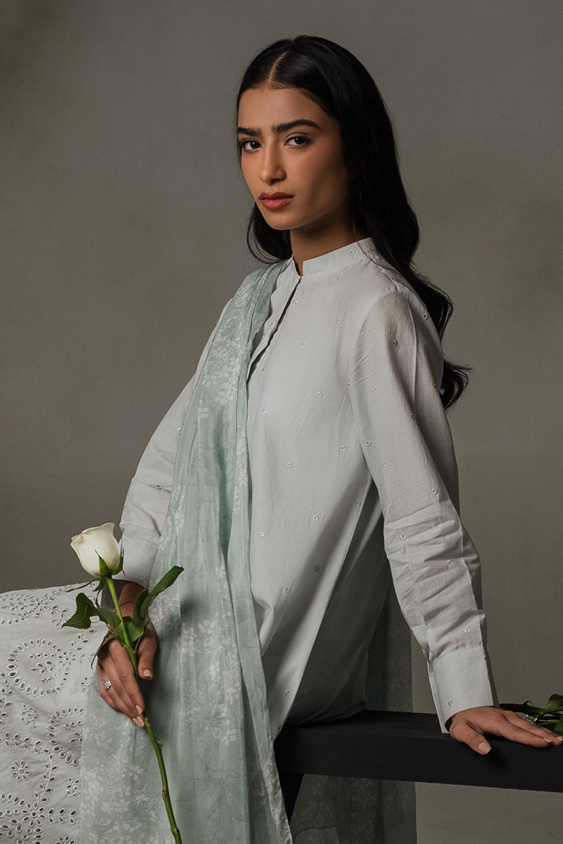 Blue Haze 2-Piece Outfit (Shirt & Dupatta) - Elegant Indian Ethnic Wear for Women, Perfect for Weddings & Festive Occasions