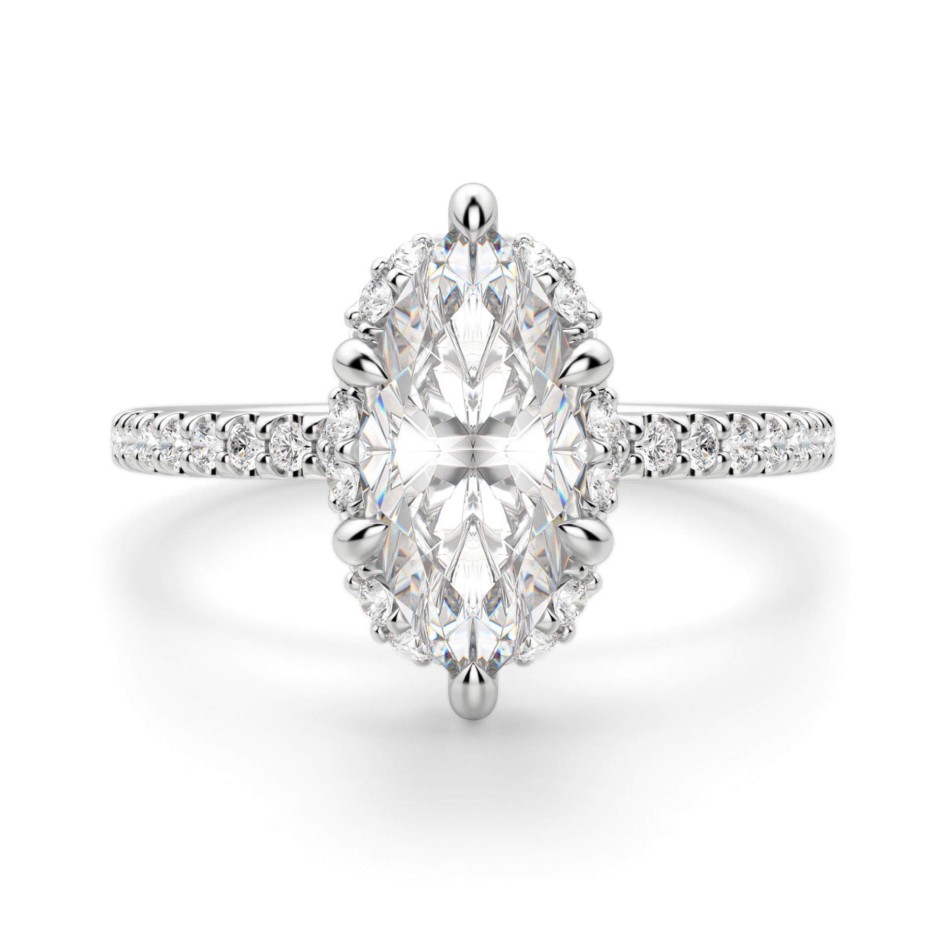 2.78TCW Hidden Halo Marquise Moissanite Engagement Ring - VVS1 Colorless Diamond Alternative, Eternity Wedding Band, Anniversary Gift for Her - Perfect for Proposals, Weddings & Special Occasions